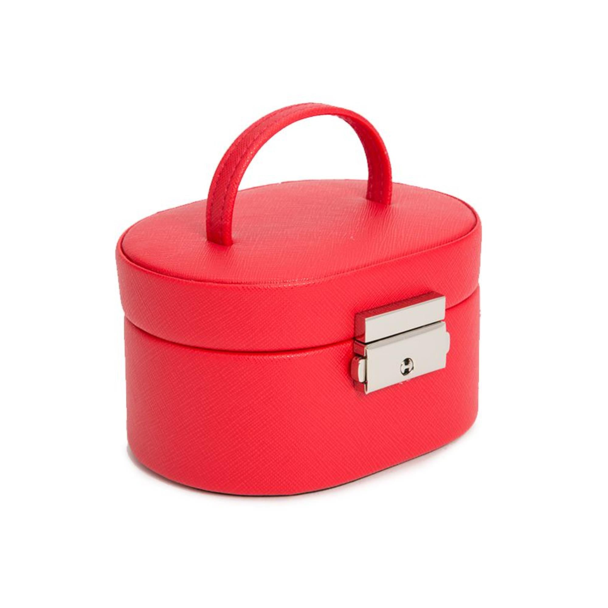 WOLF Heritage Mini-Ovalbox Rot Saffiano Leder 281414