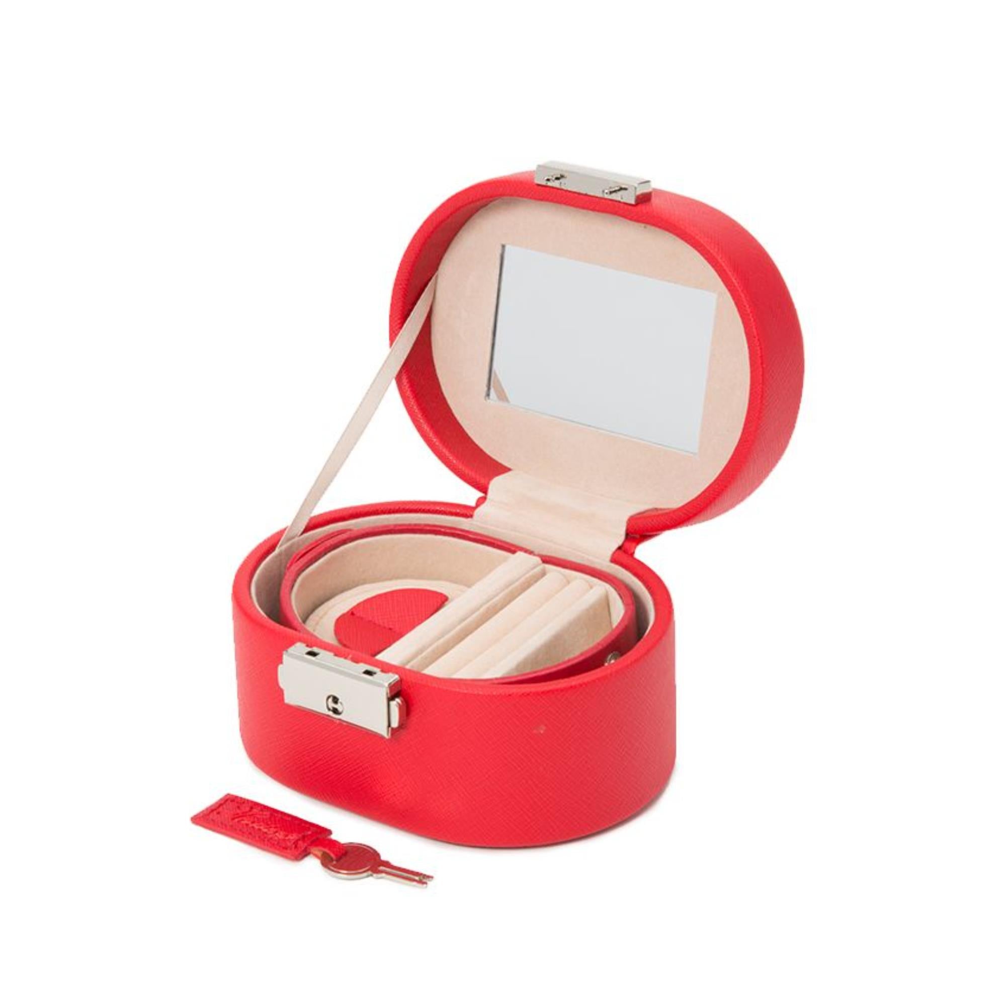 WOLF Heritage Mini-Ovalbox Rot Saffiano Leder 281414