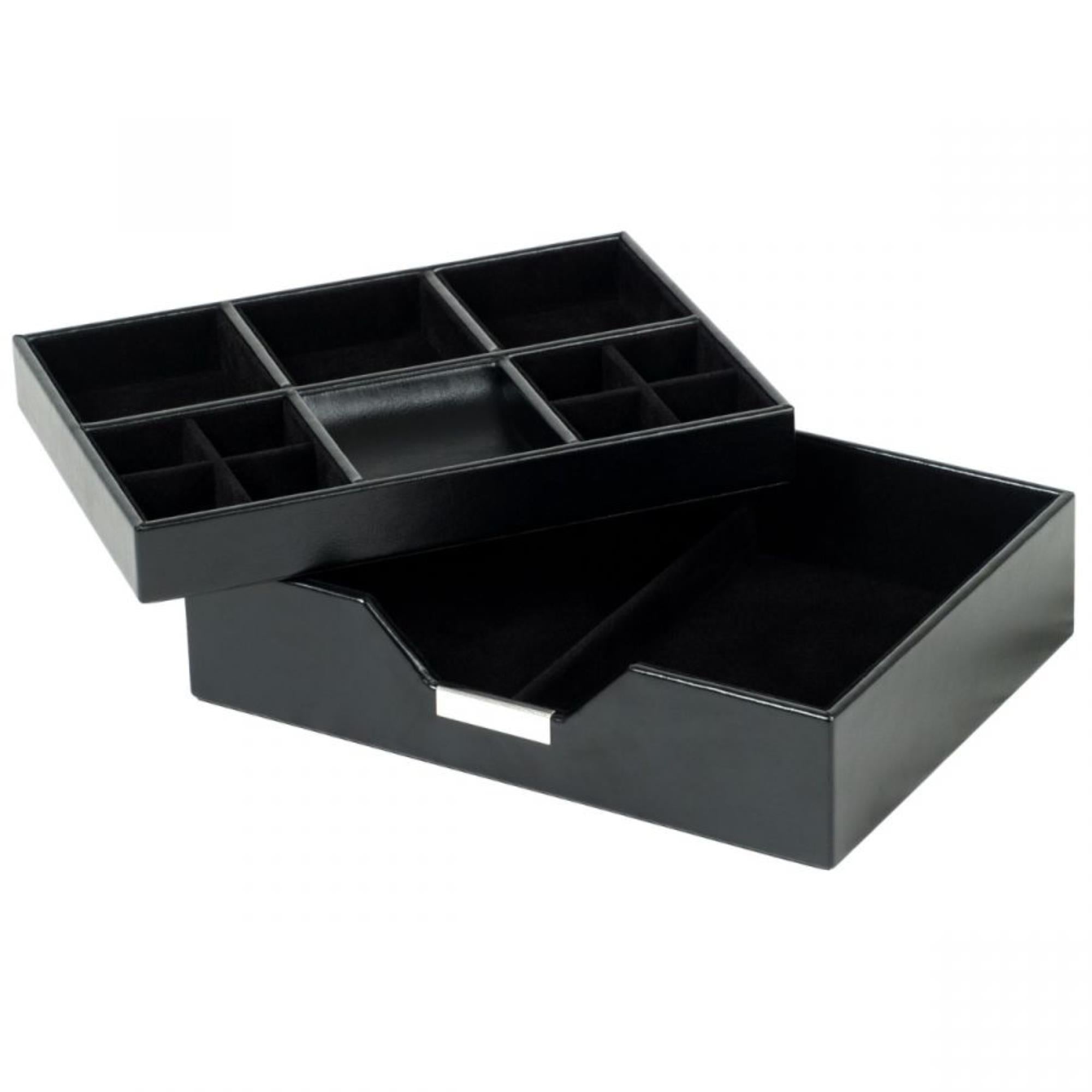 WOLF Heritage Set aus 2 Valet-Schalen Schwarz Leder 290302