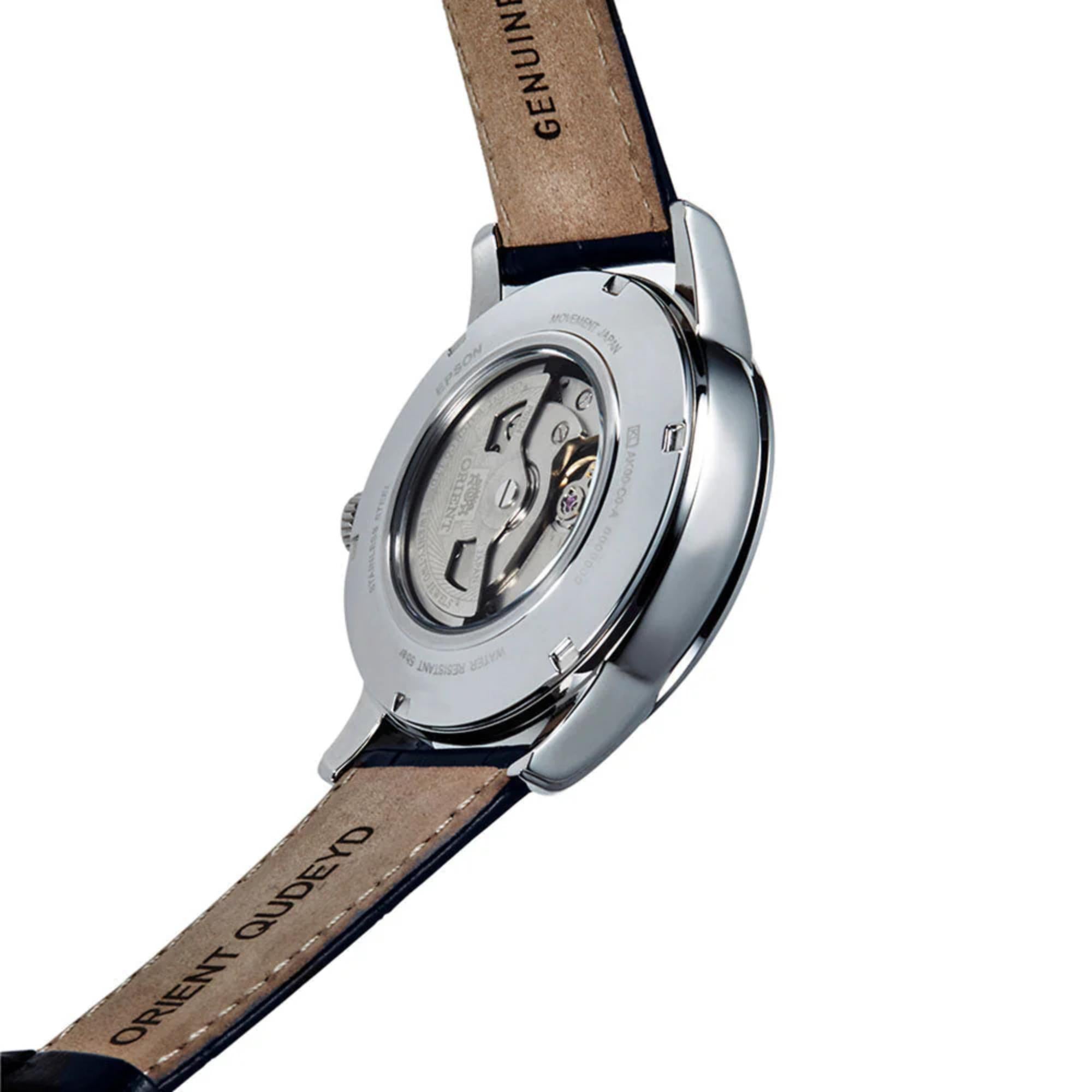 Orient Sun & Moon 42mm Weißes Zifferblatt Leder Herren Automatik Uhr RA-AK0008S30B
