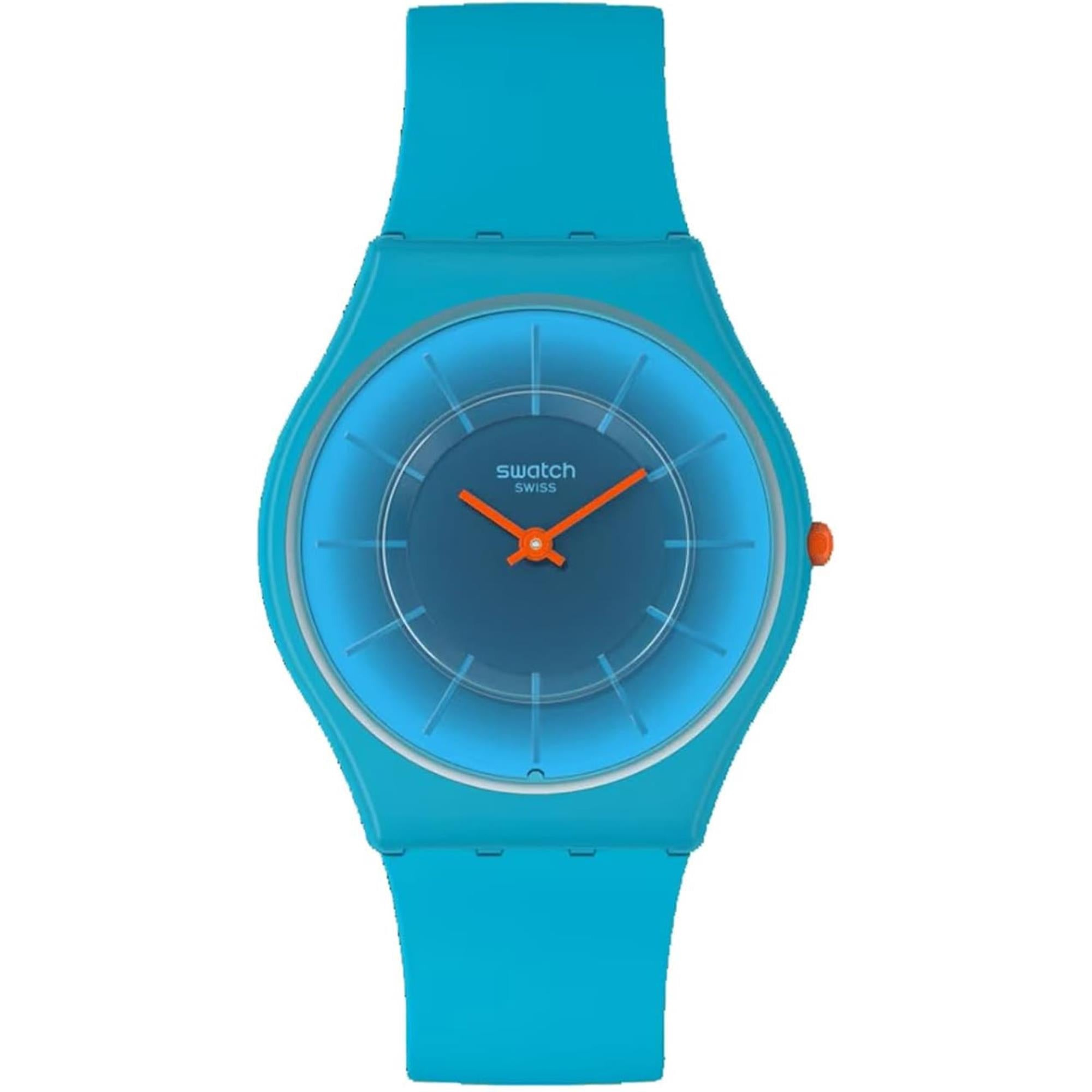 Swatch Skin Radiantly Teal Quarz Blaues Zifferblatt Uhr SS08N114
