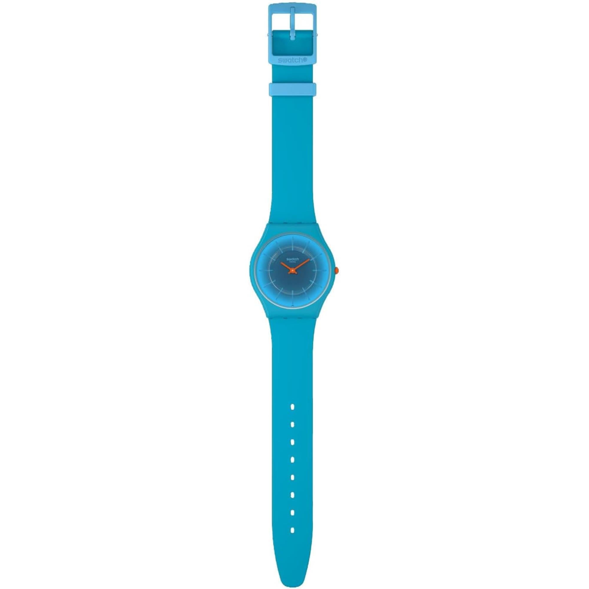 Swatch Skin Radiantly Teal Quarz Blaues Zifferblatt Uhr SS08N114