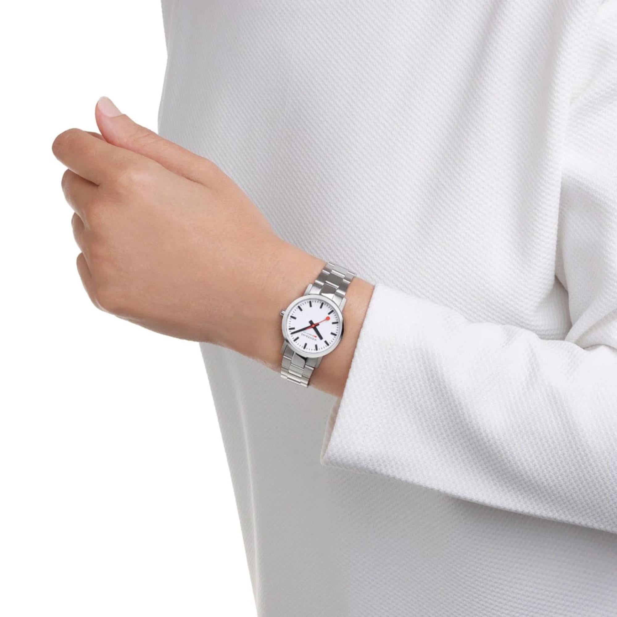 Mondaine Classic 30mm White Dial Steel Ladies Quartz Watch A658.30323.11SBJ