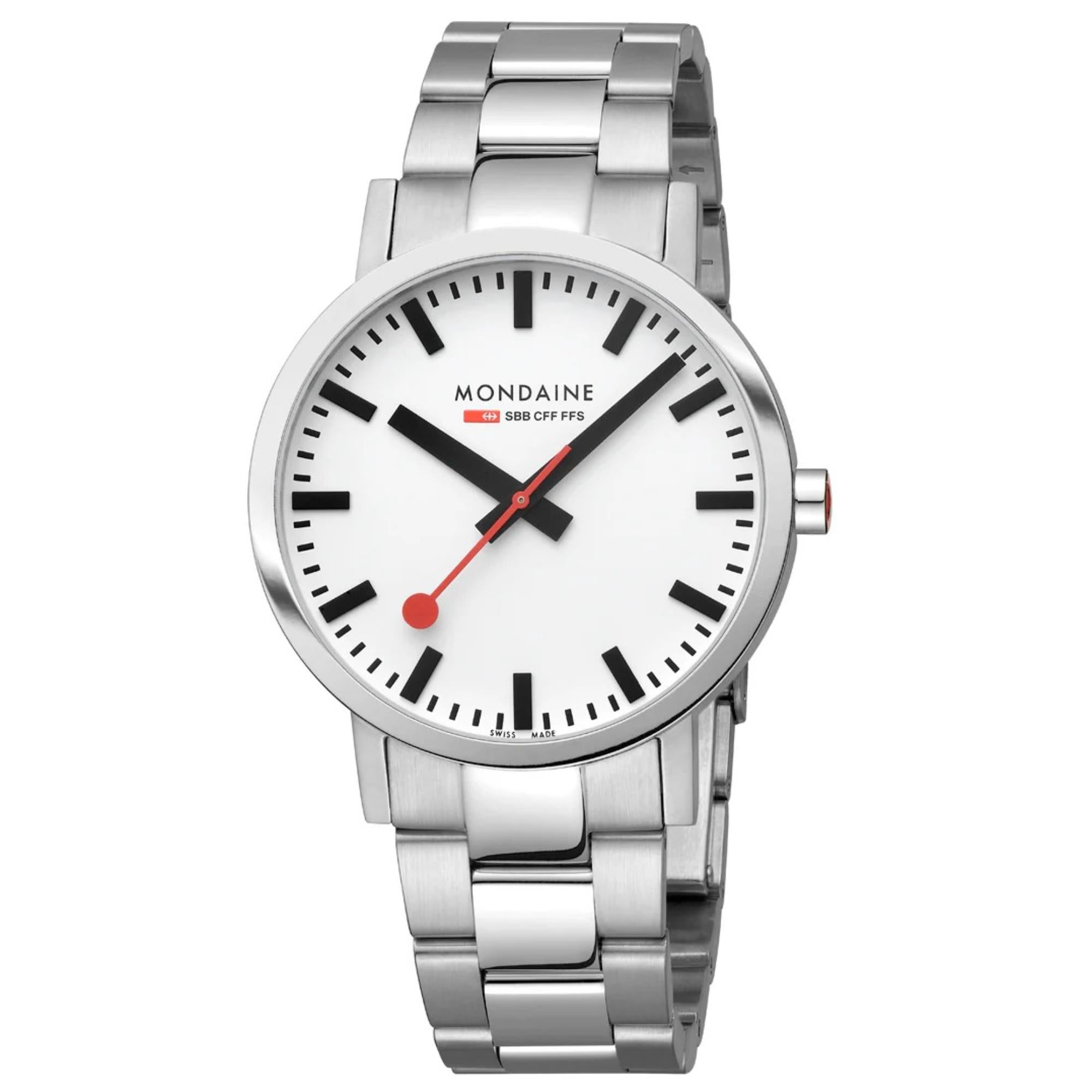 Mondaine Classic Weißes Zifferblatt Stahlarmband Uhr A660.30360.11SBJ
