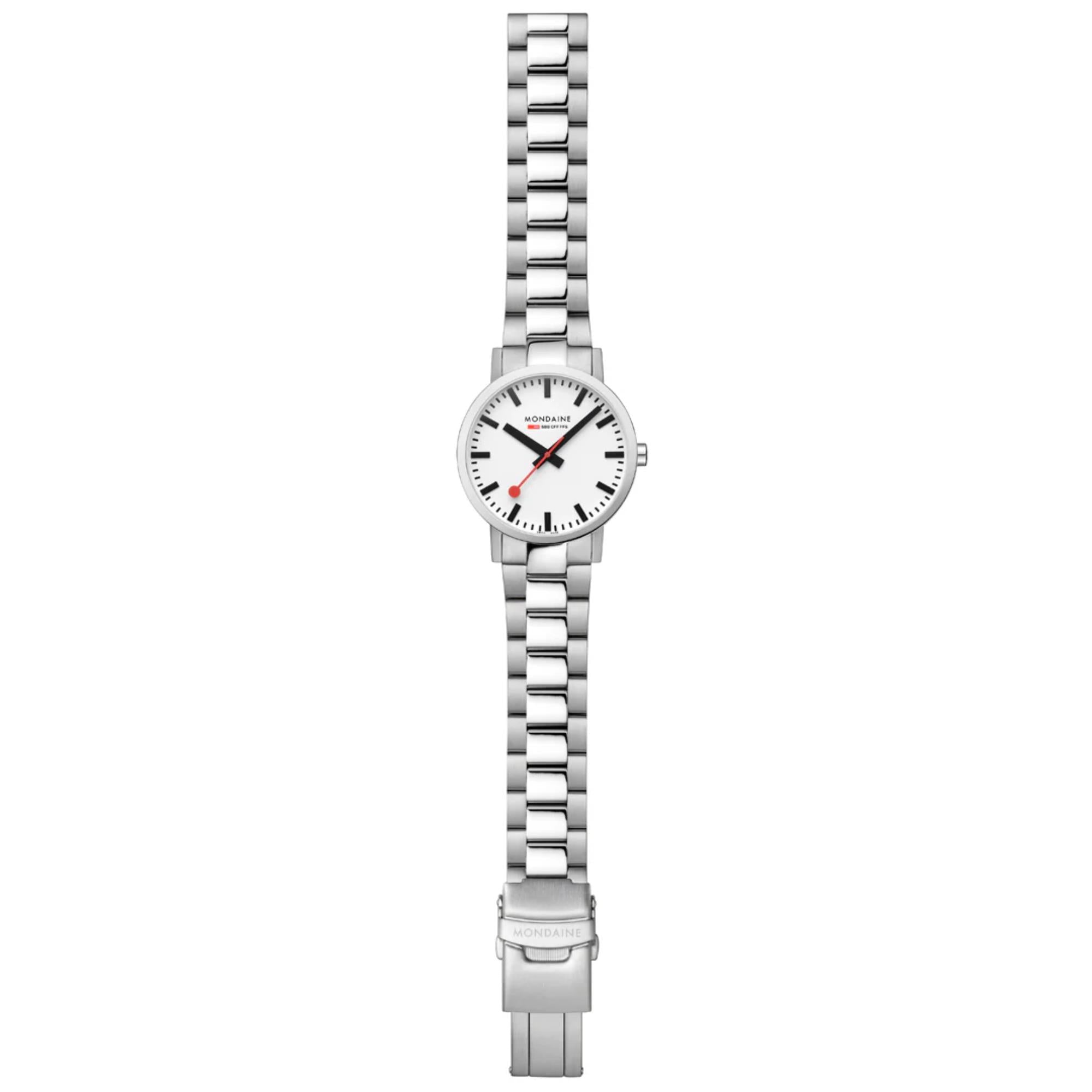 Mondaine Classic Weißes Zifferblatt Stahlarmband Uhr A660.30360.11SBJ