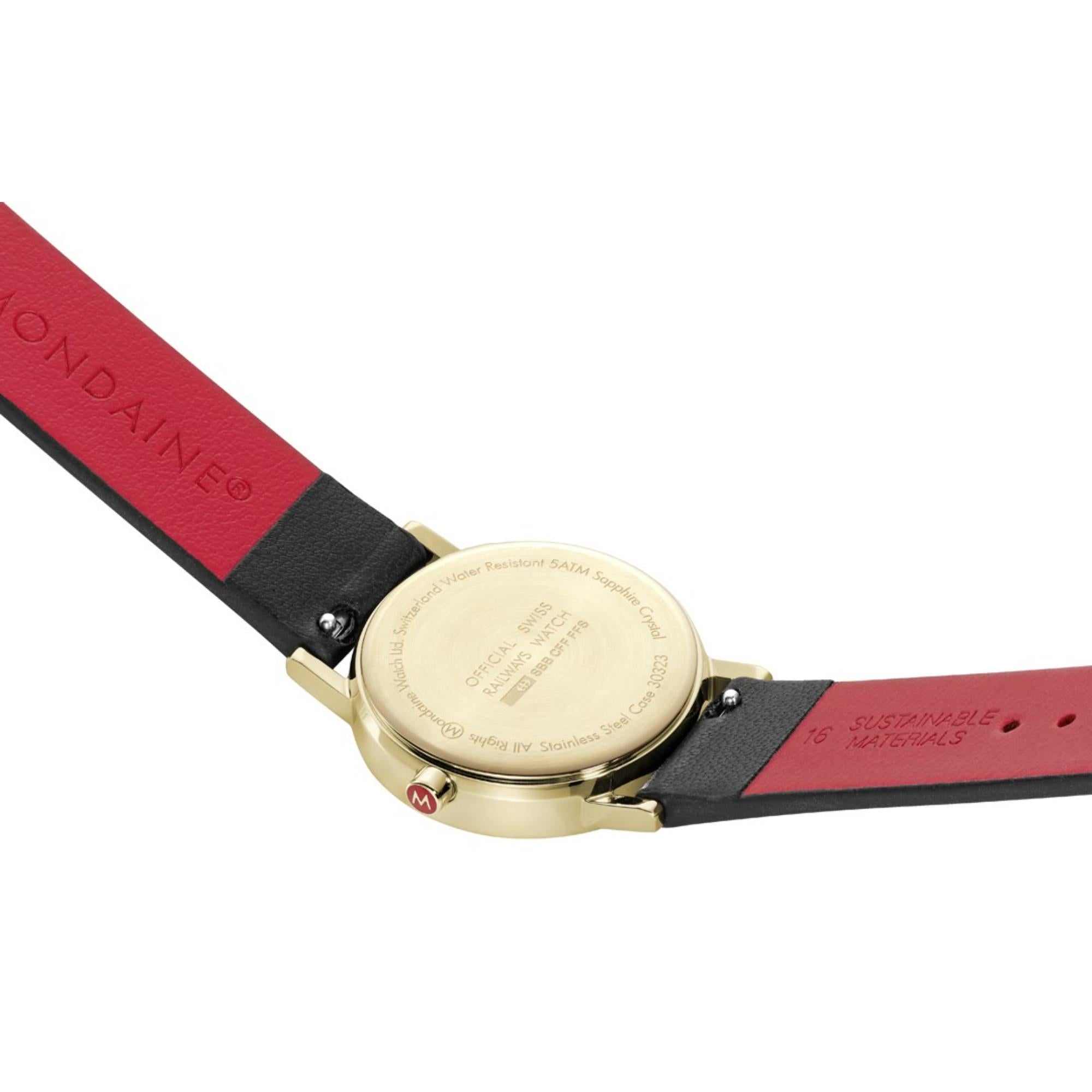 Mondaine Classic Weißes Zifferblatt Schwarzes Lederarmband Damen Uhr A658.30323.10SBBV