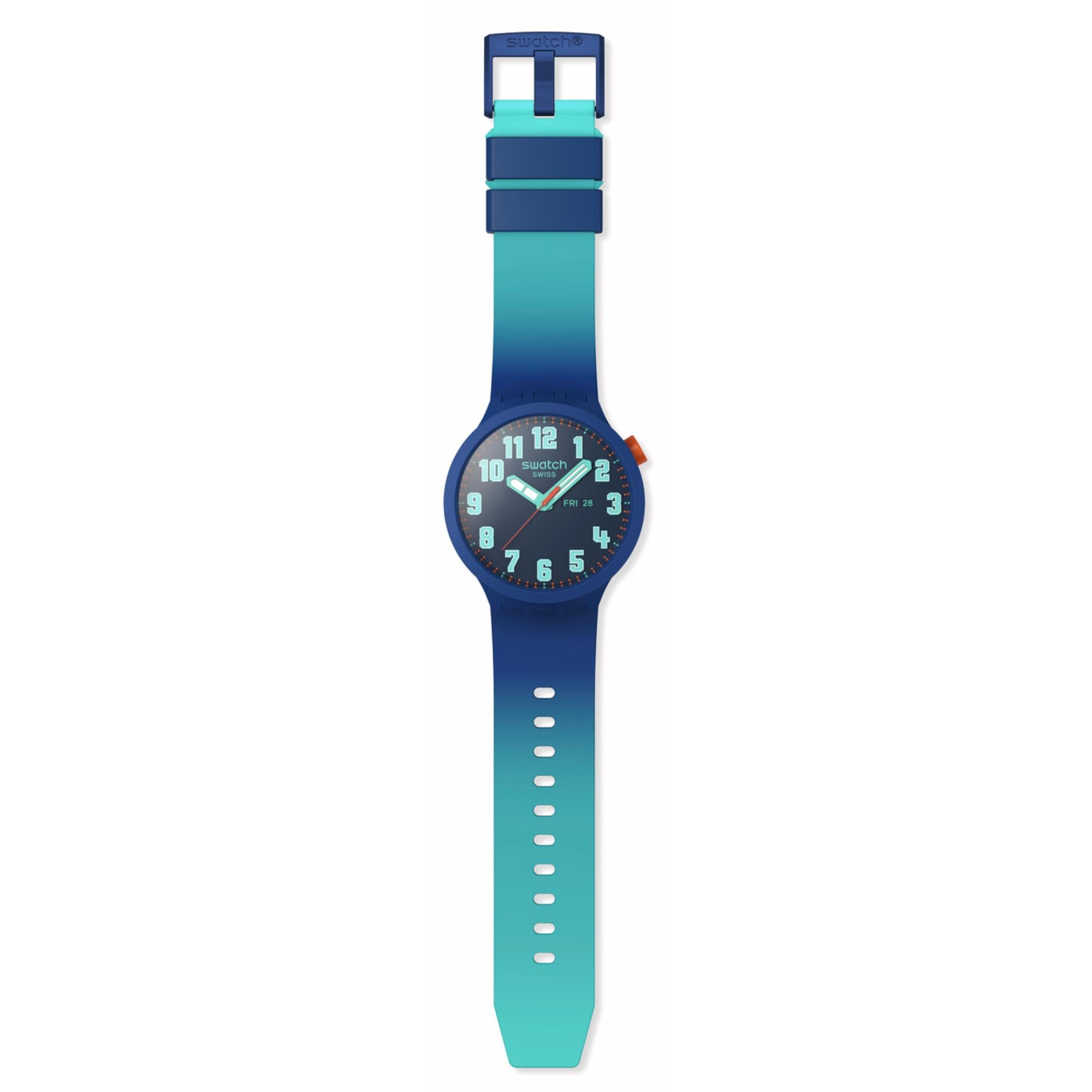 Swatch Essentially Bold Blue Dial Silicone Strap Watch SB01N700