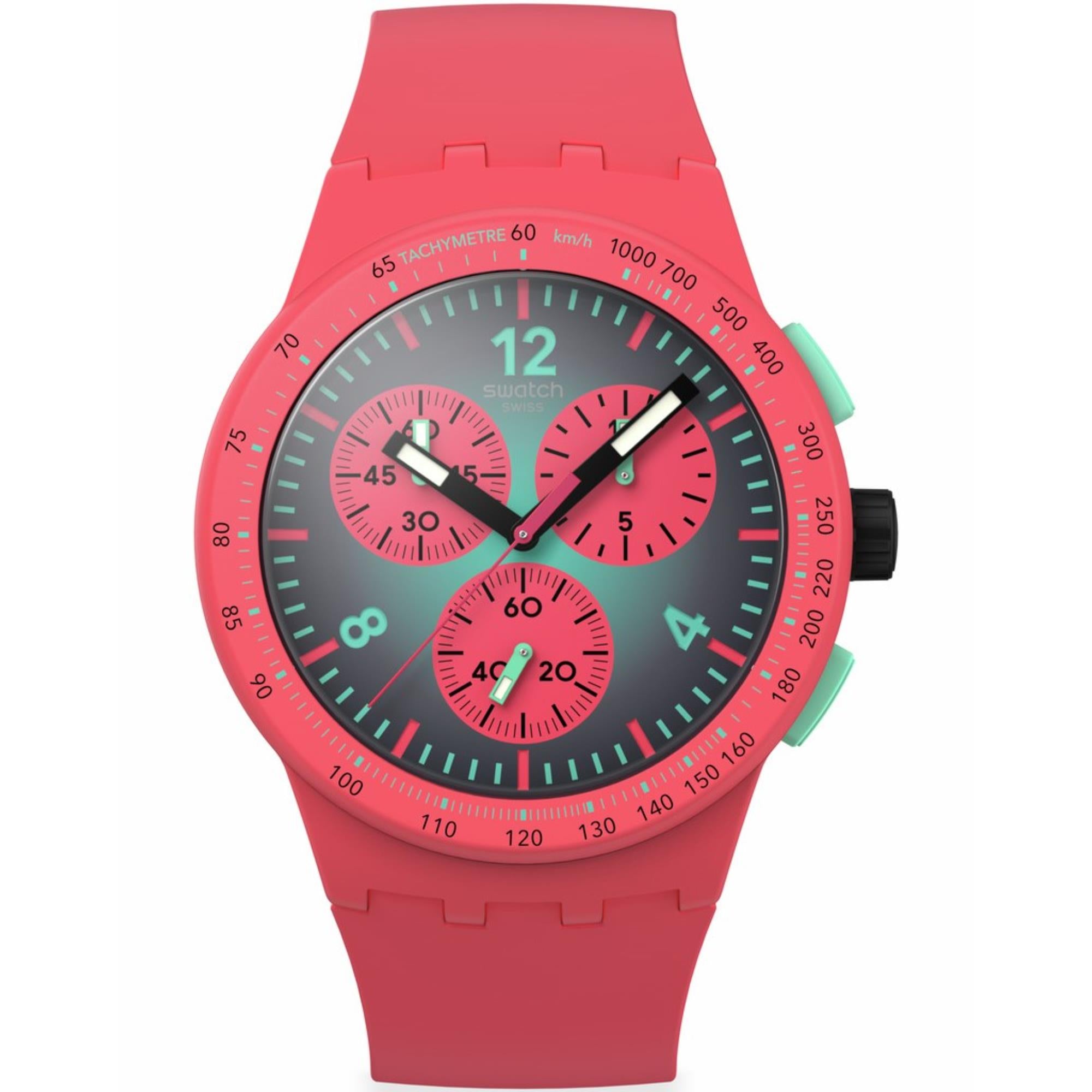 Swatch Paradiso Kinetiko Green Dial Silicone Strap Watch SUSP100