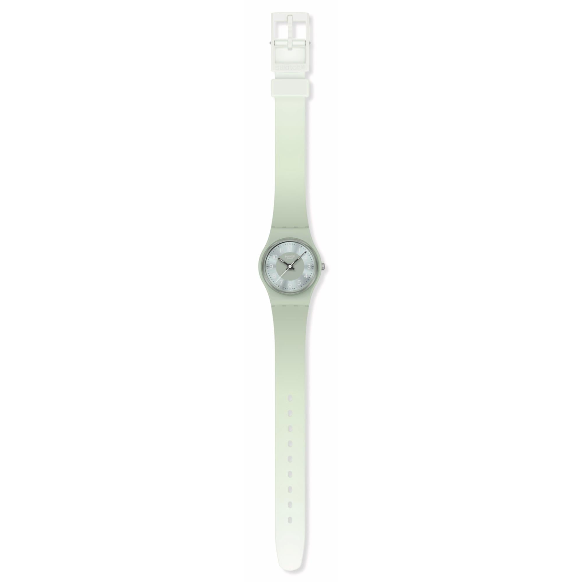 Swatch Serenity of Sage Green Dial Silicone Strap Watch LG131