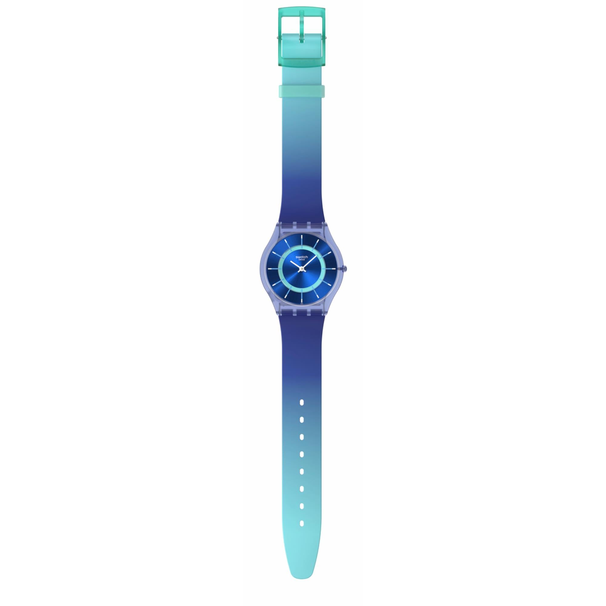 Swatch Jammy Grape Dream Blaues Zifferblatt Silikonarmband Uhr SS08I100