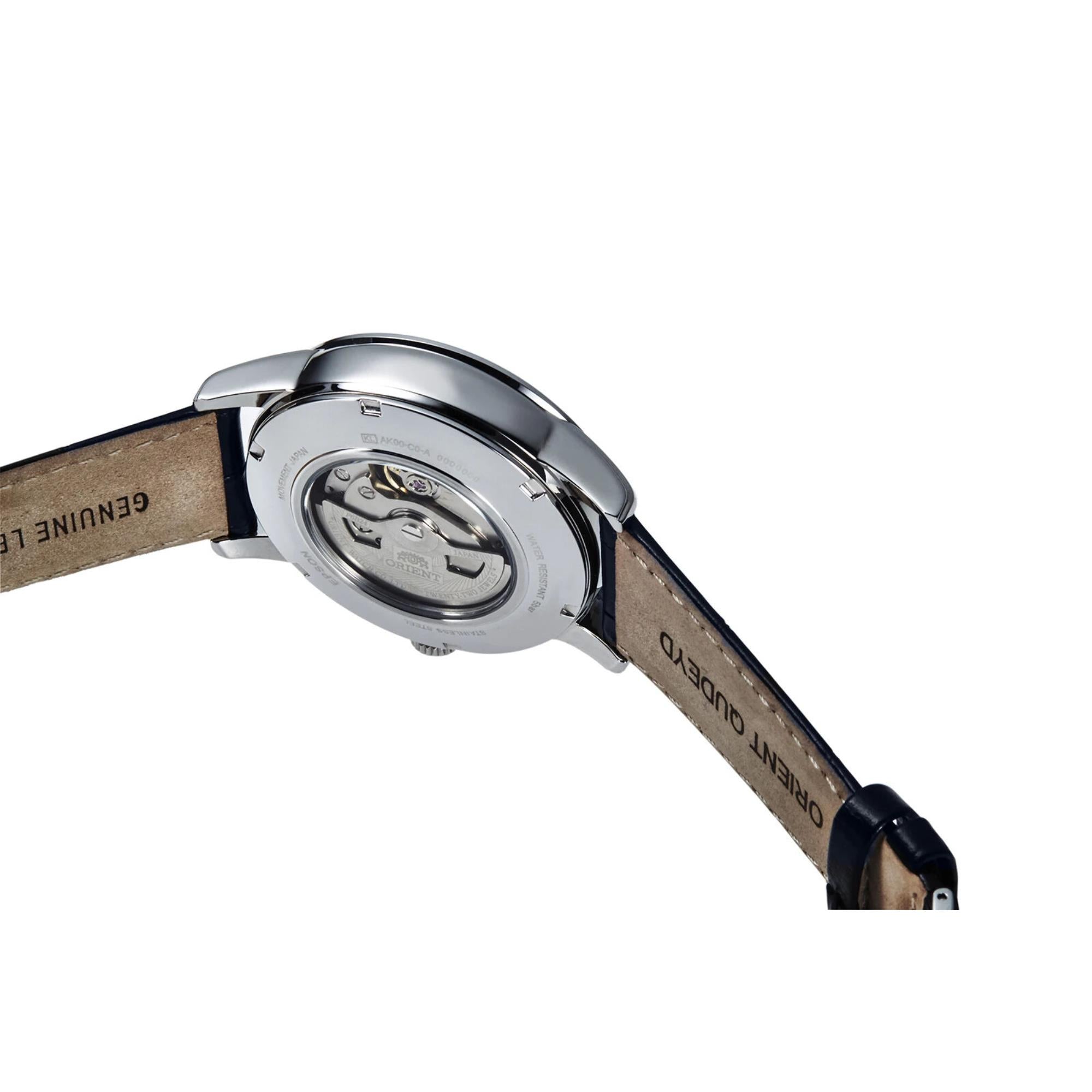 Orient Sun and Moon Blue Dial Leather Strap Men's Watch RA-AK0011D30B
