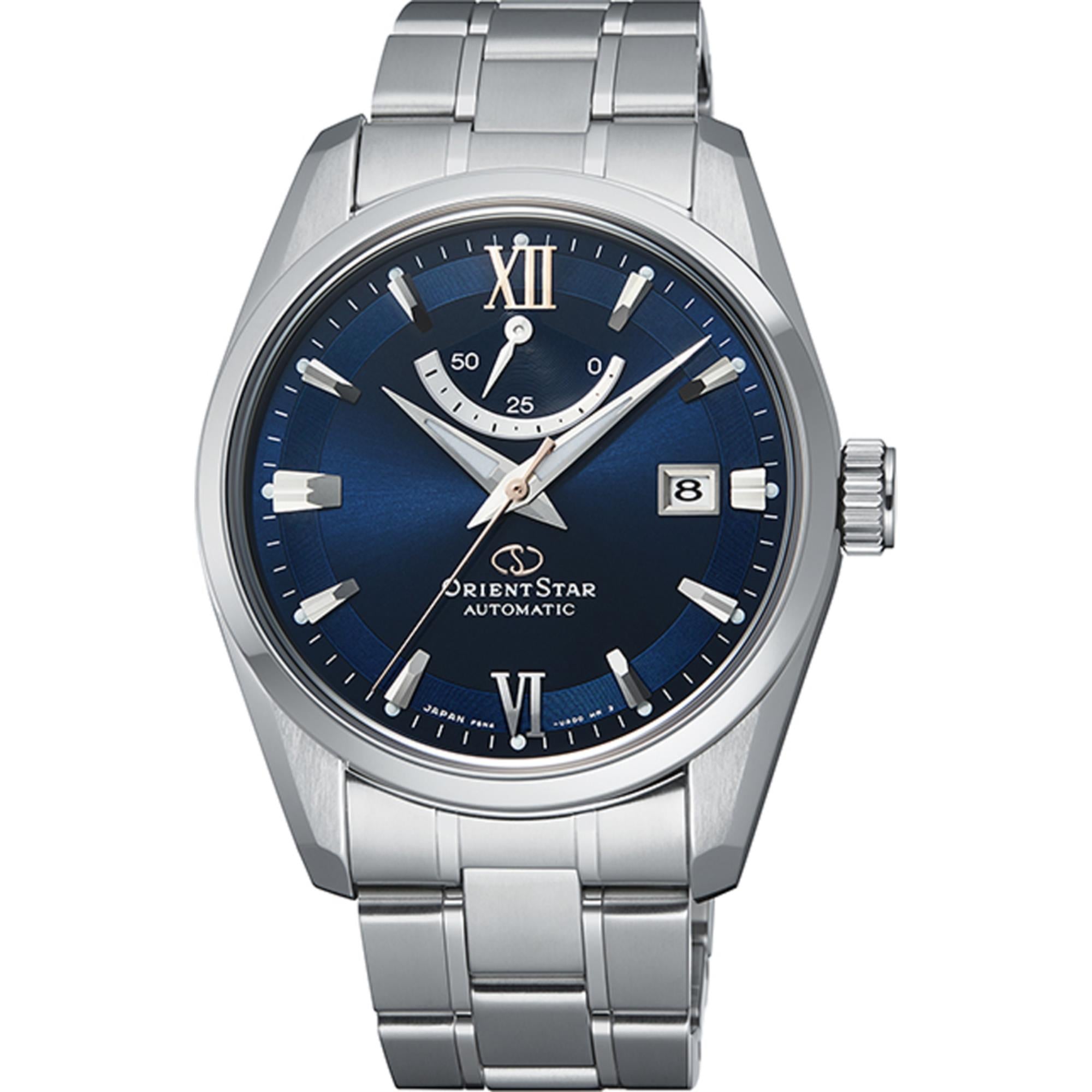 Orient Star Contemporary 38.5mm Power Reserve Blue Dial Steel Mens Automatic Watch RE-AU0005L00B