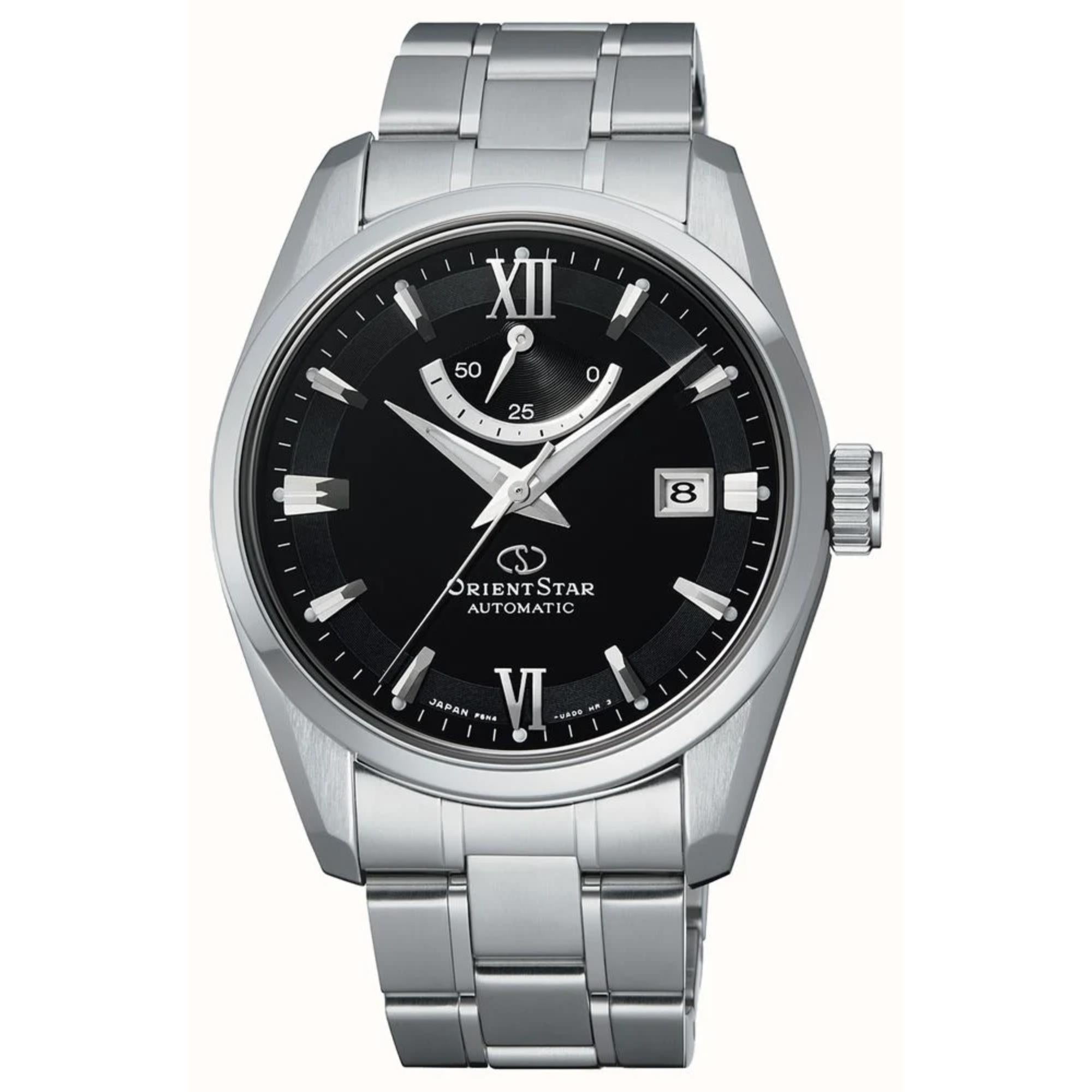 Orient Star Contemporary 38.5mm Power Reserve Black Dial Steel Mens Automatic Watch RE-AU0004B00B