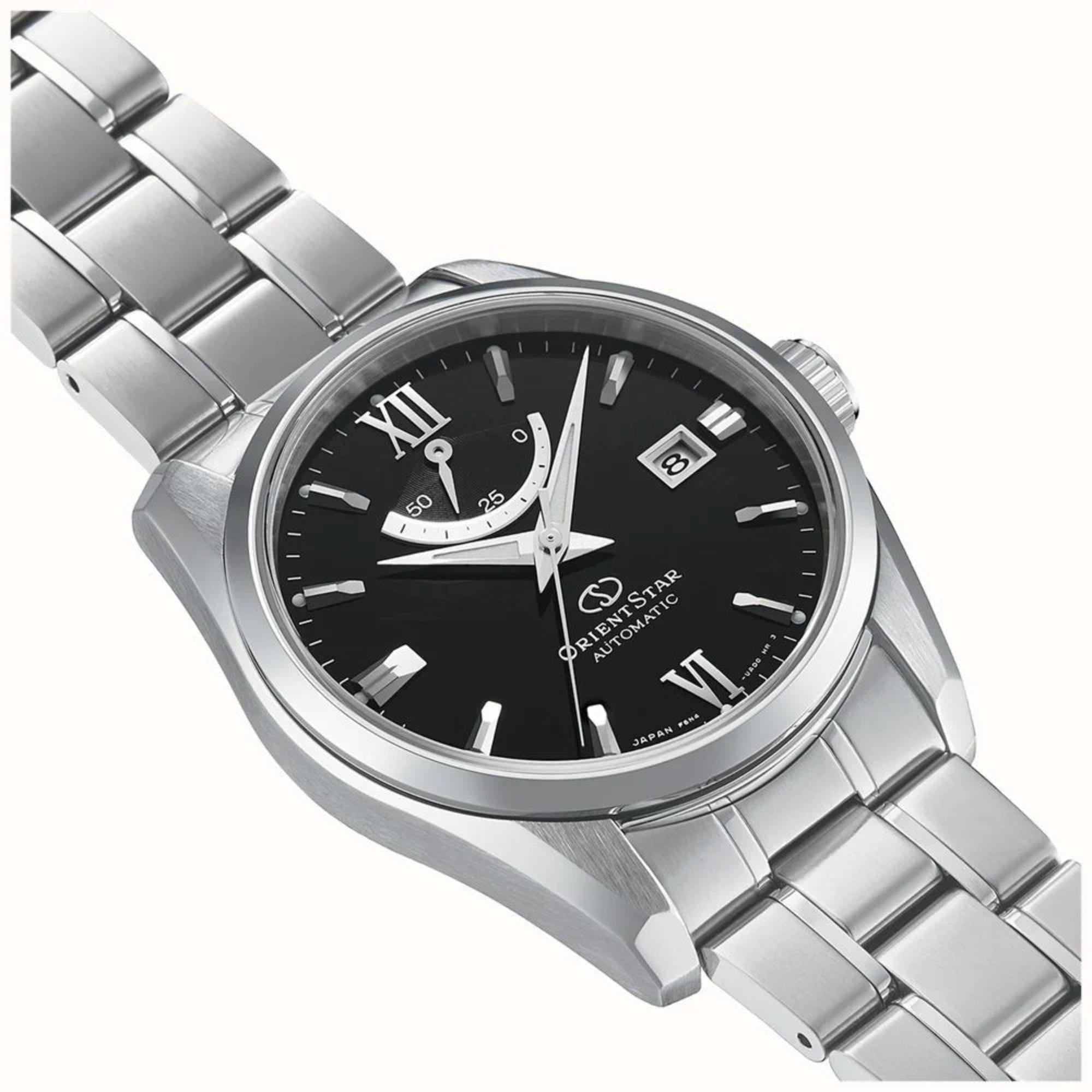 Orient Star Contemporary 38.5mm Power Reserve Black Dial Steel Mens Automatic Watch RE-AU0004B00B
