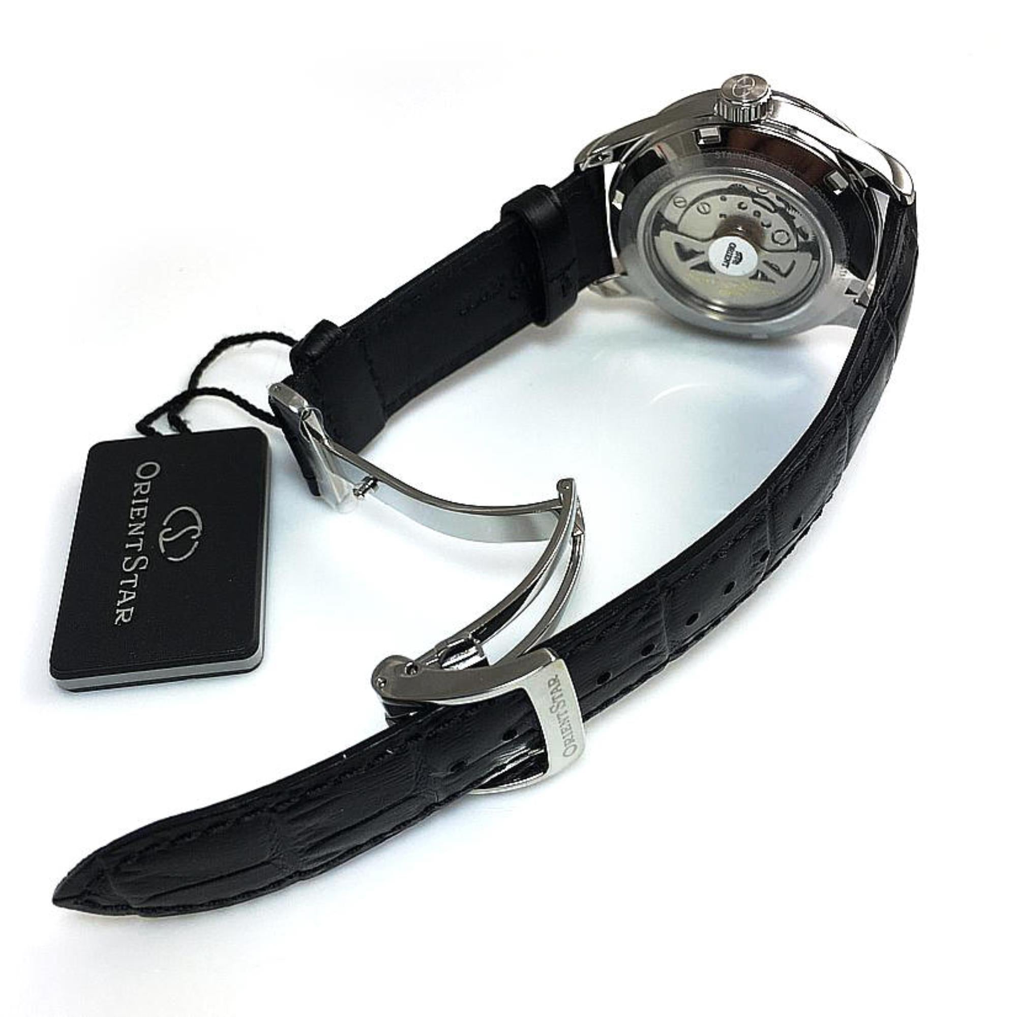 Orient Star Semi Skeleton 39 mm Gangreserve Graues Zifferblatt Leder Herren Automatik Uhr RE-AT0007N00B