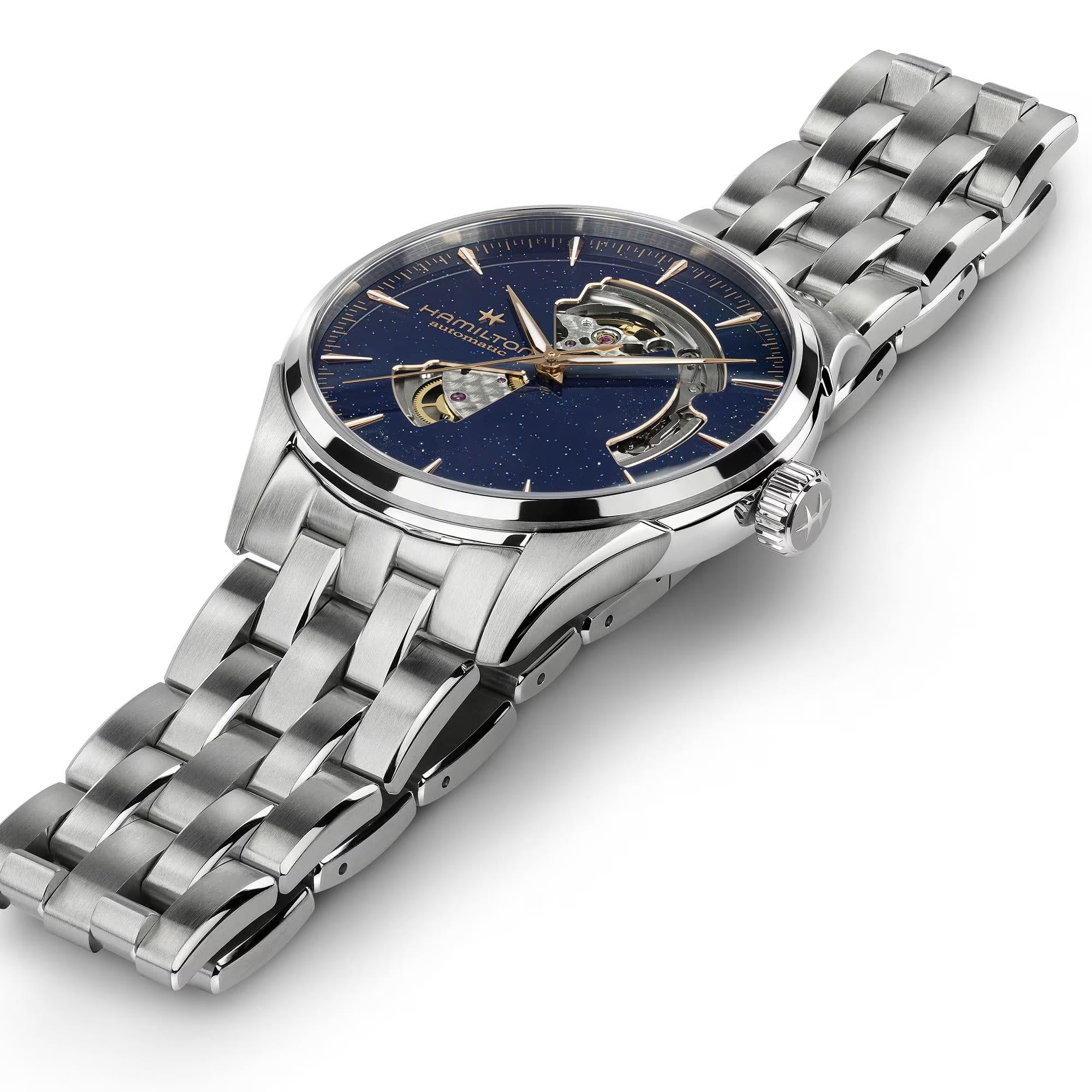 Hamilton Jazzmaster 42mm Open Heart Blue Dial Steel Mens Automatic Watch H32705140