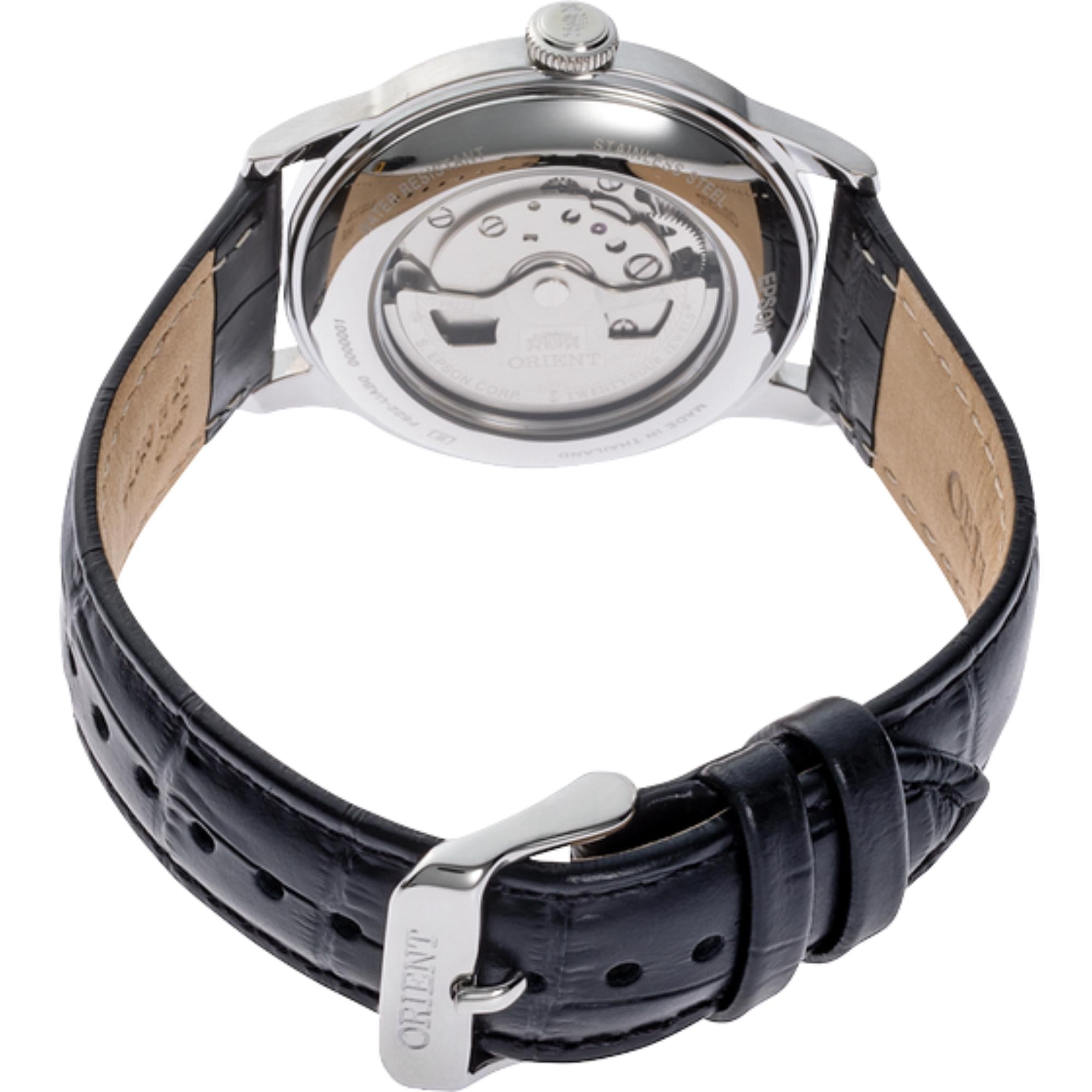 Orient Bambino 38 mm Kleine Sekunde Blaues Zifferblatt Leder Herren Automatik Uhr RA-AP0103L30B