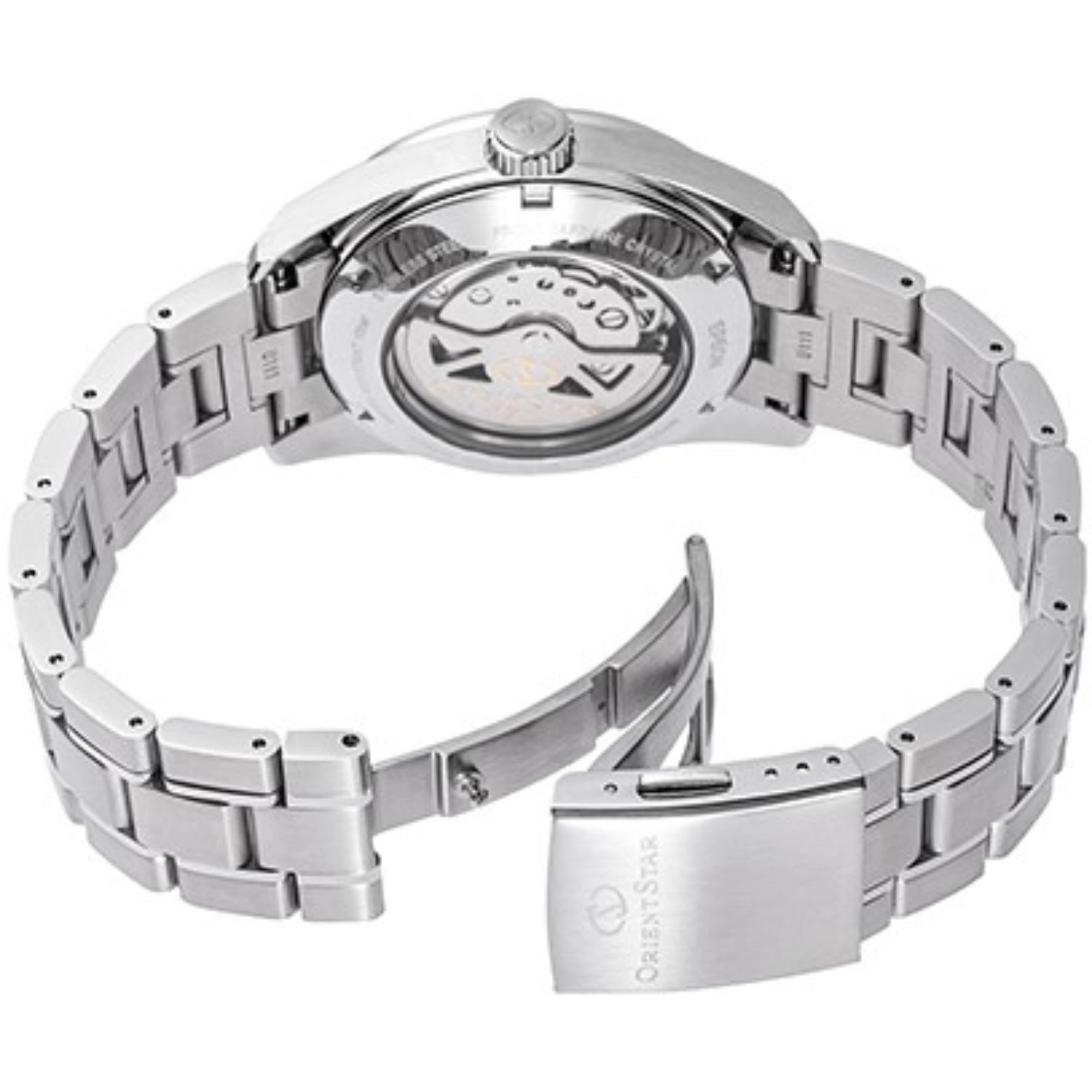 Orient Star Contemporary 38.5mm Power Reserve Green Dial Steel Mens Watch Automatic RE-AU0107E00B