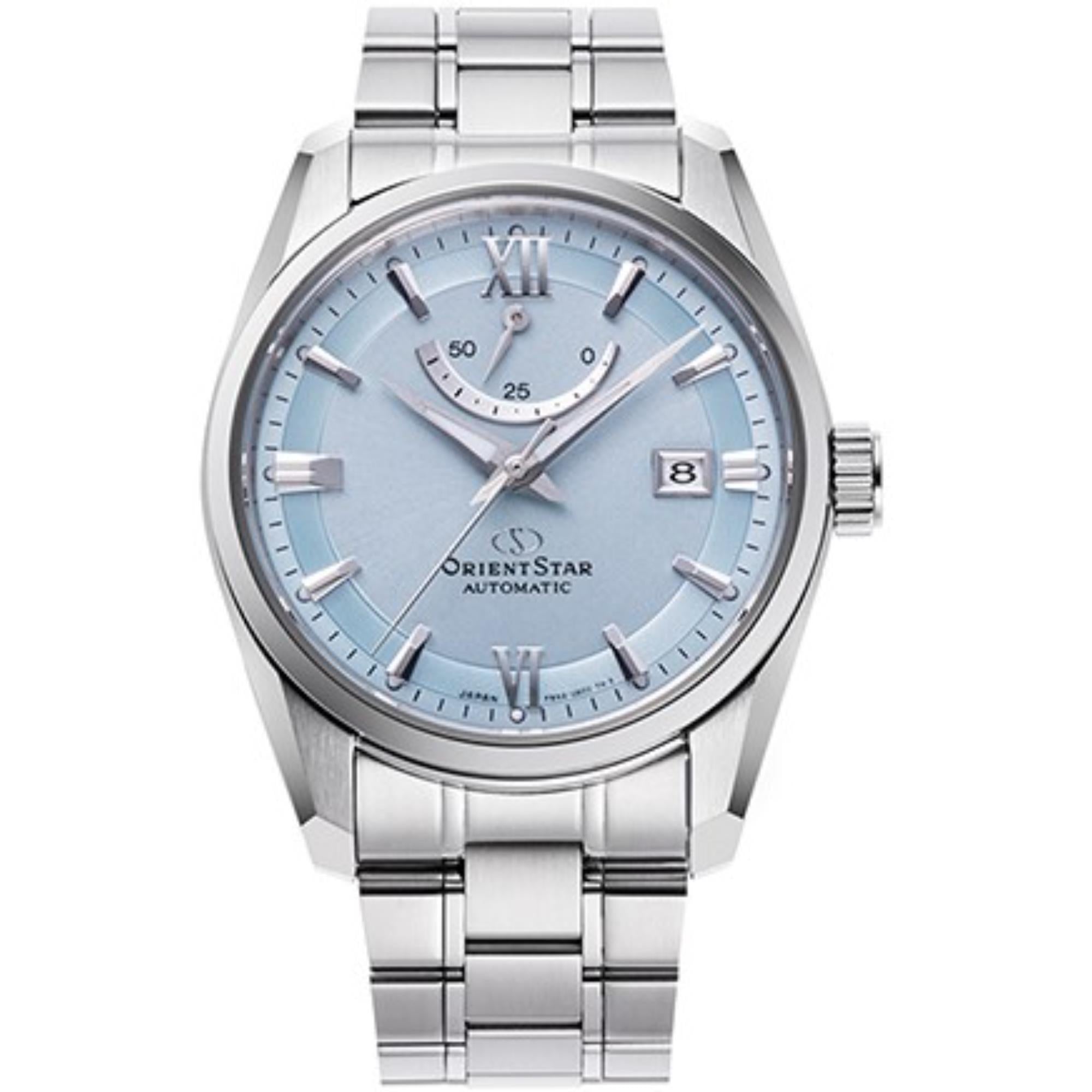 Orient Star Contemporary 38,5 mm Gangreserve Blaues Zifferblatt Stahl Herren Automatik Uhr RE-AU0109L00B