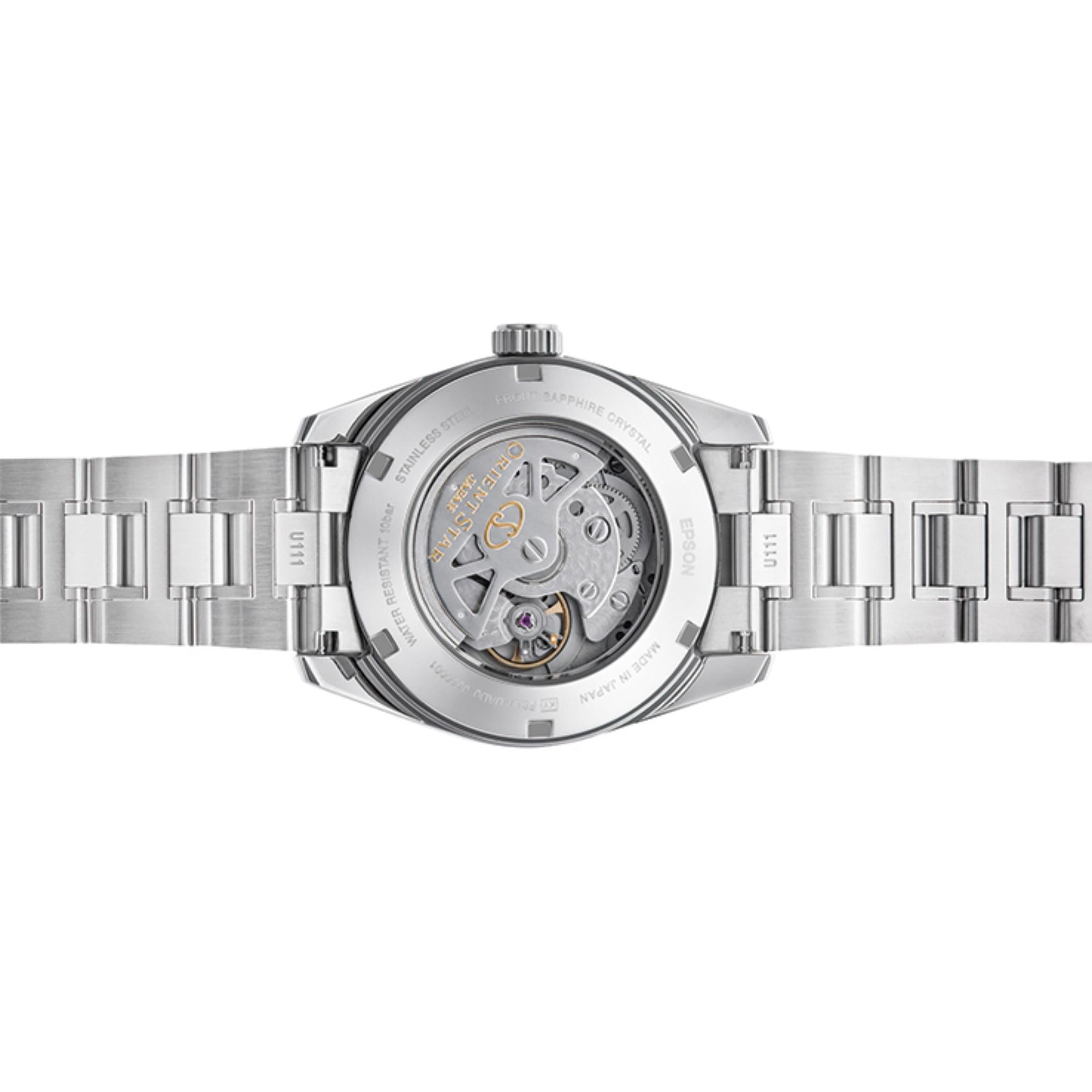 Orient Star Contemporary 38.5mm Power Reserve Gray Dial Steel Mens Automatic Watch RE-AU0110N00B