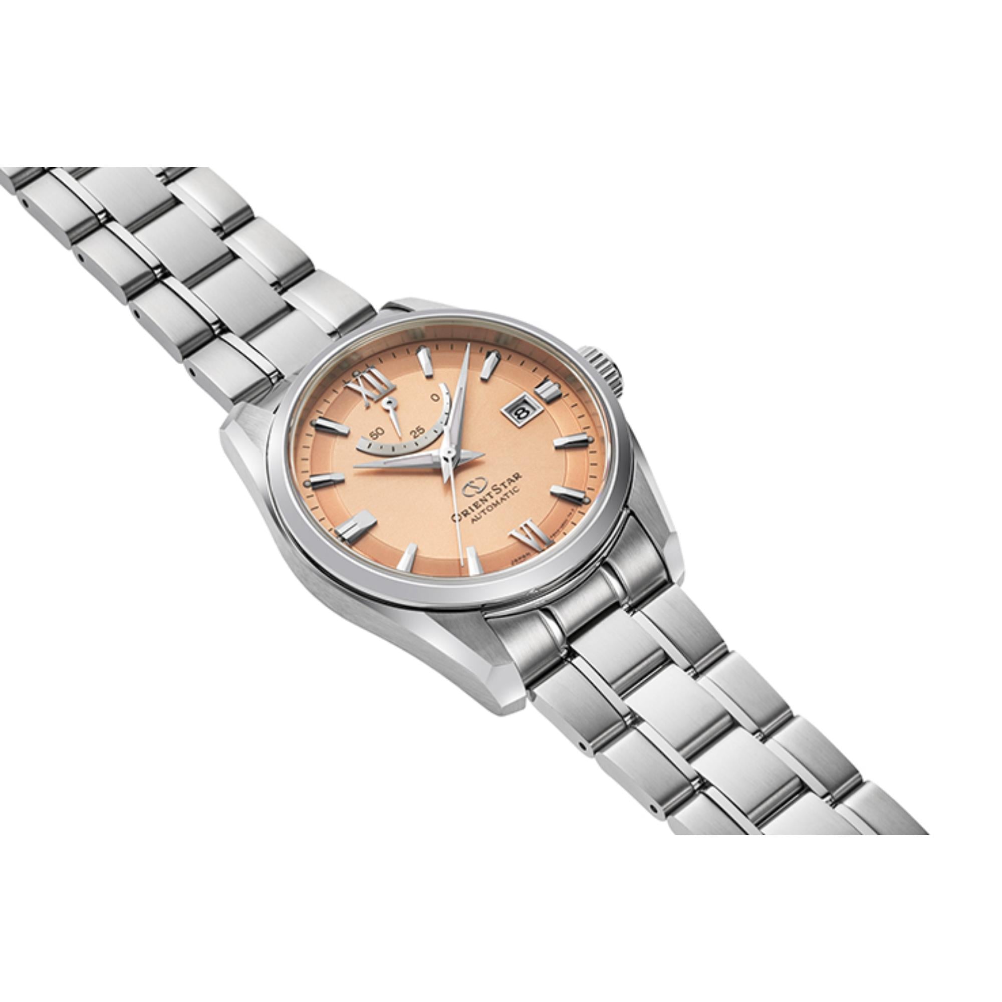 Orient Star Contemporary 38.5mm Power Reserve Copper Dial Steel Mens Automatic Watch RE-AU0108G00B