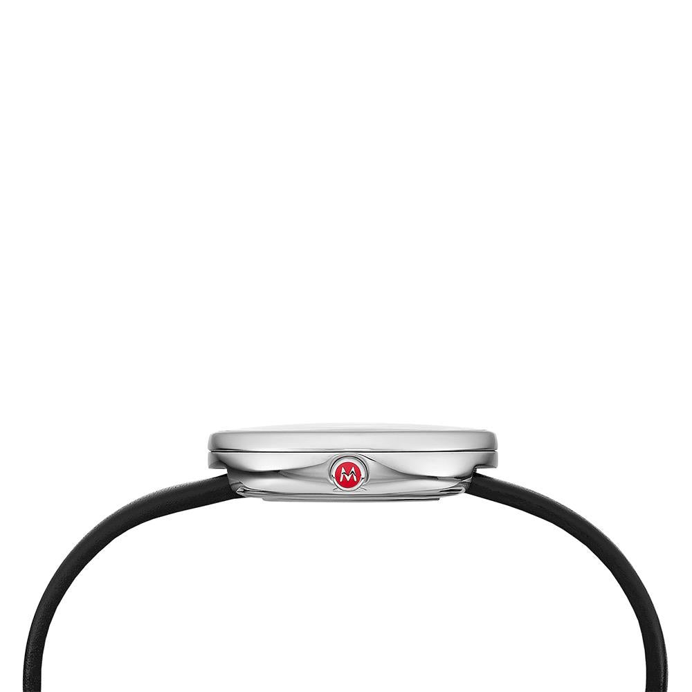Mondaine Mini Giant Quarz Weißes Zifferblatt Schwarzes Lederarmband Uhr MSX.3511B.LB UVP £229