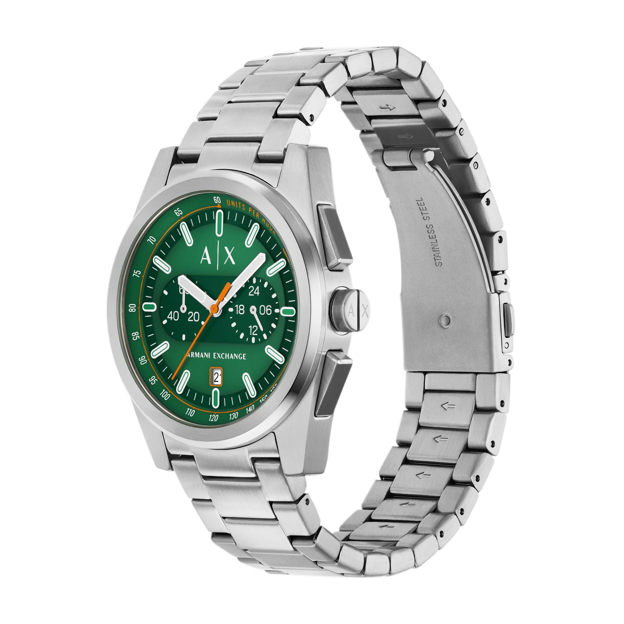Armani Exchange Parker Green Dial Steel Strap Men's Watch AX2862