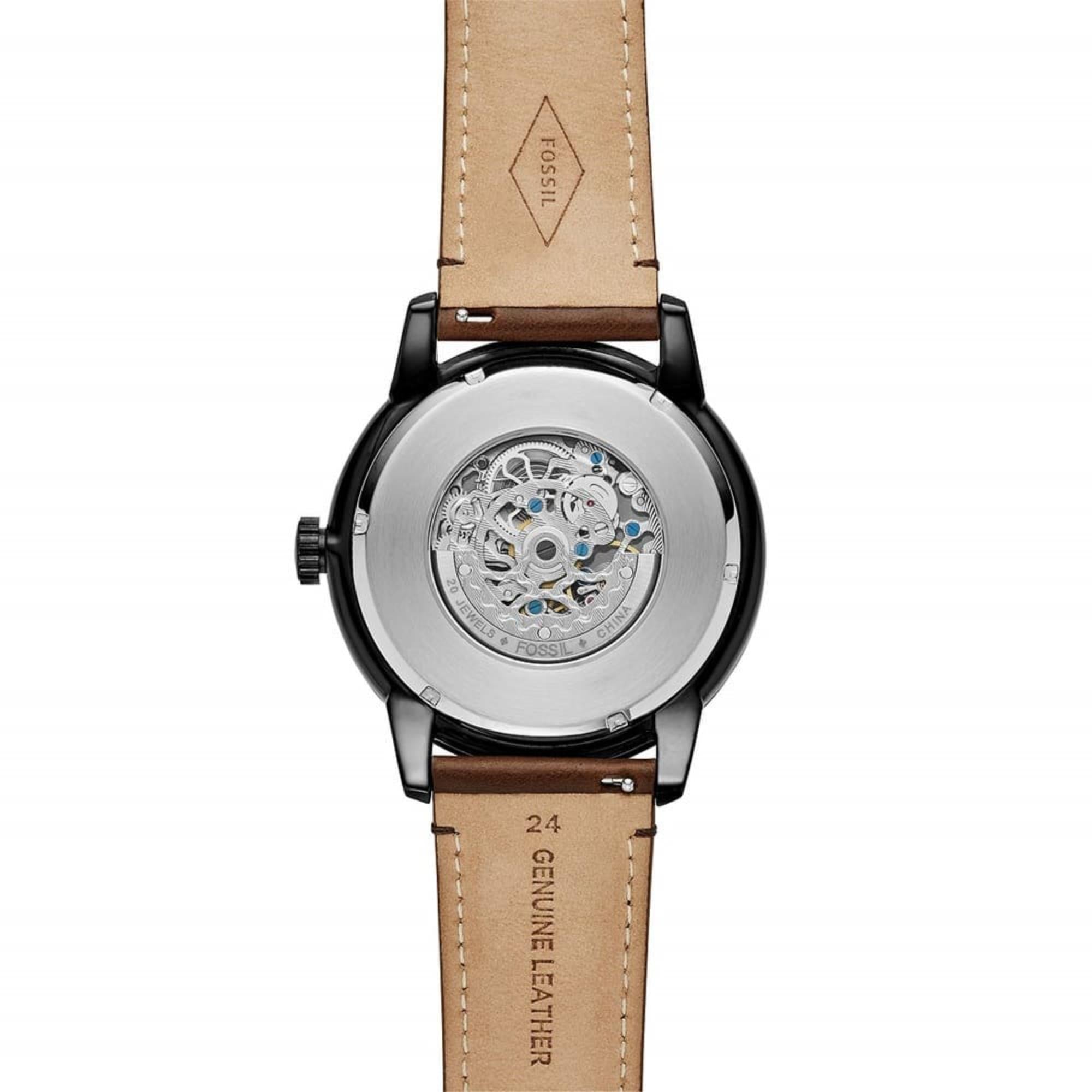 Fossil Townsman 48mm Schwarzes Zifferblatt Leder Herren Automatik Uhr ME3155
