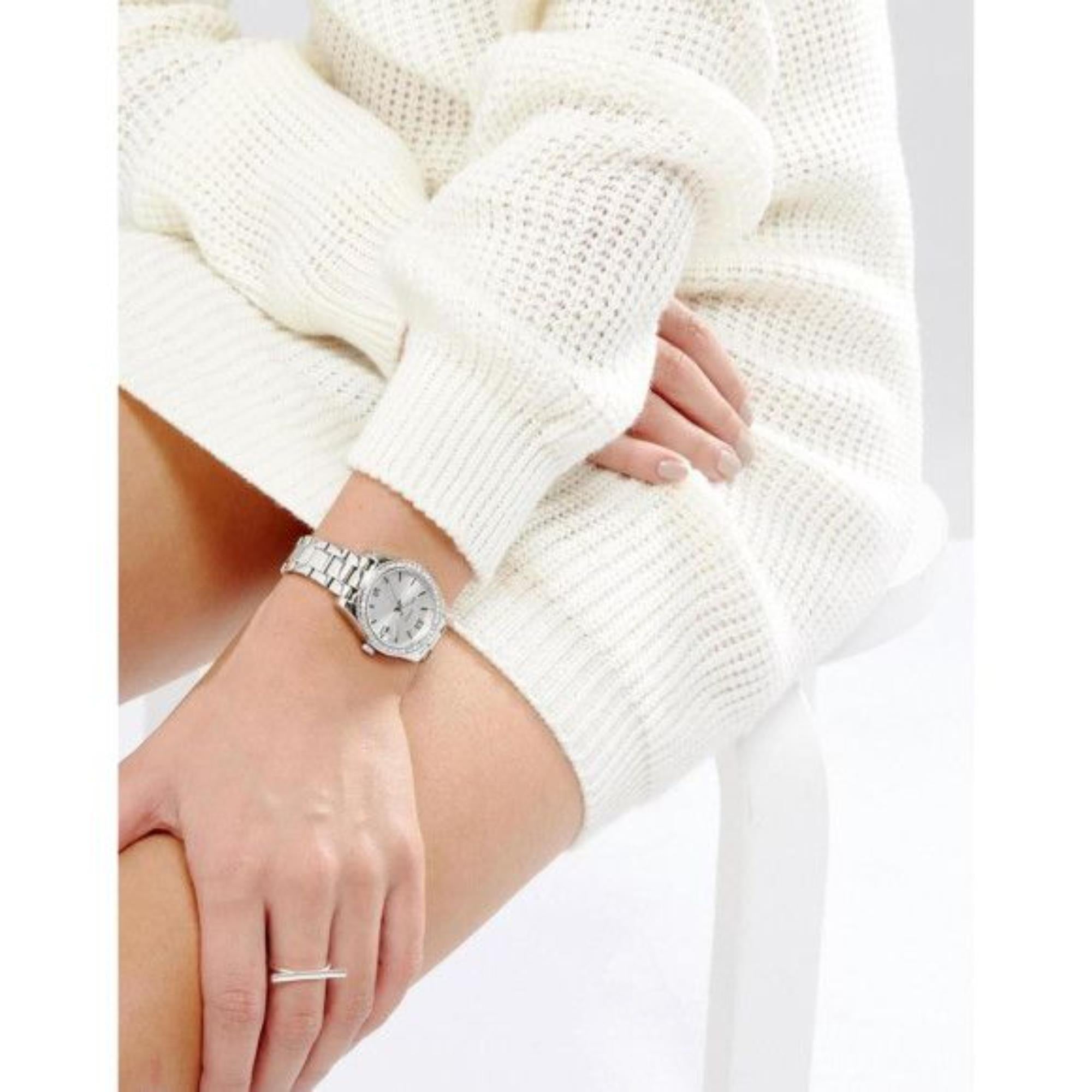 Fossil Scarlette 32mm Silver Dial Steel Ladies Quartz Watch ES4317
