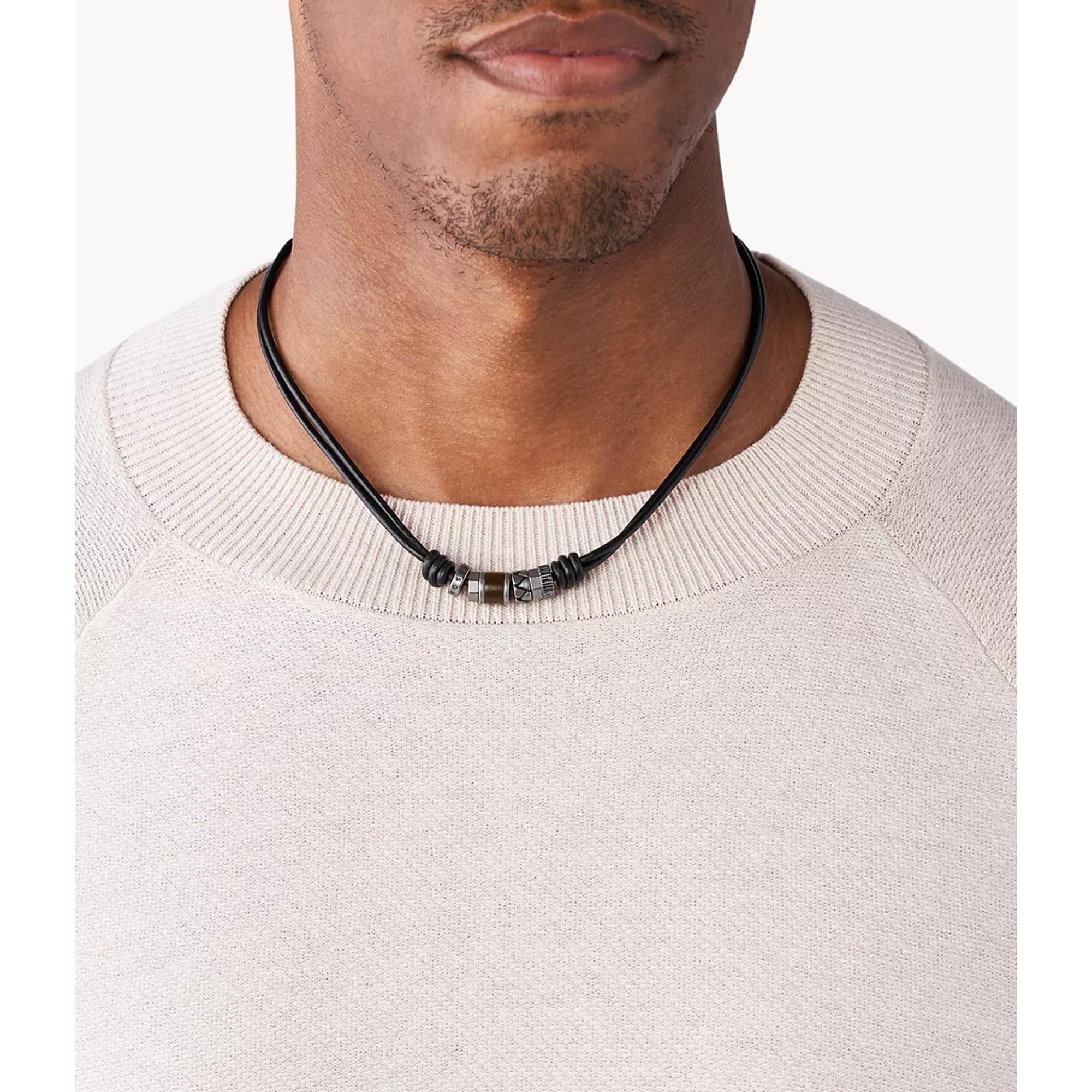 Fossil Schwarze Rondell Herren Halskette JF84068040