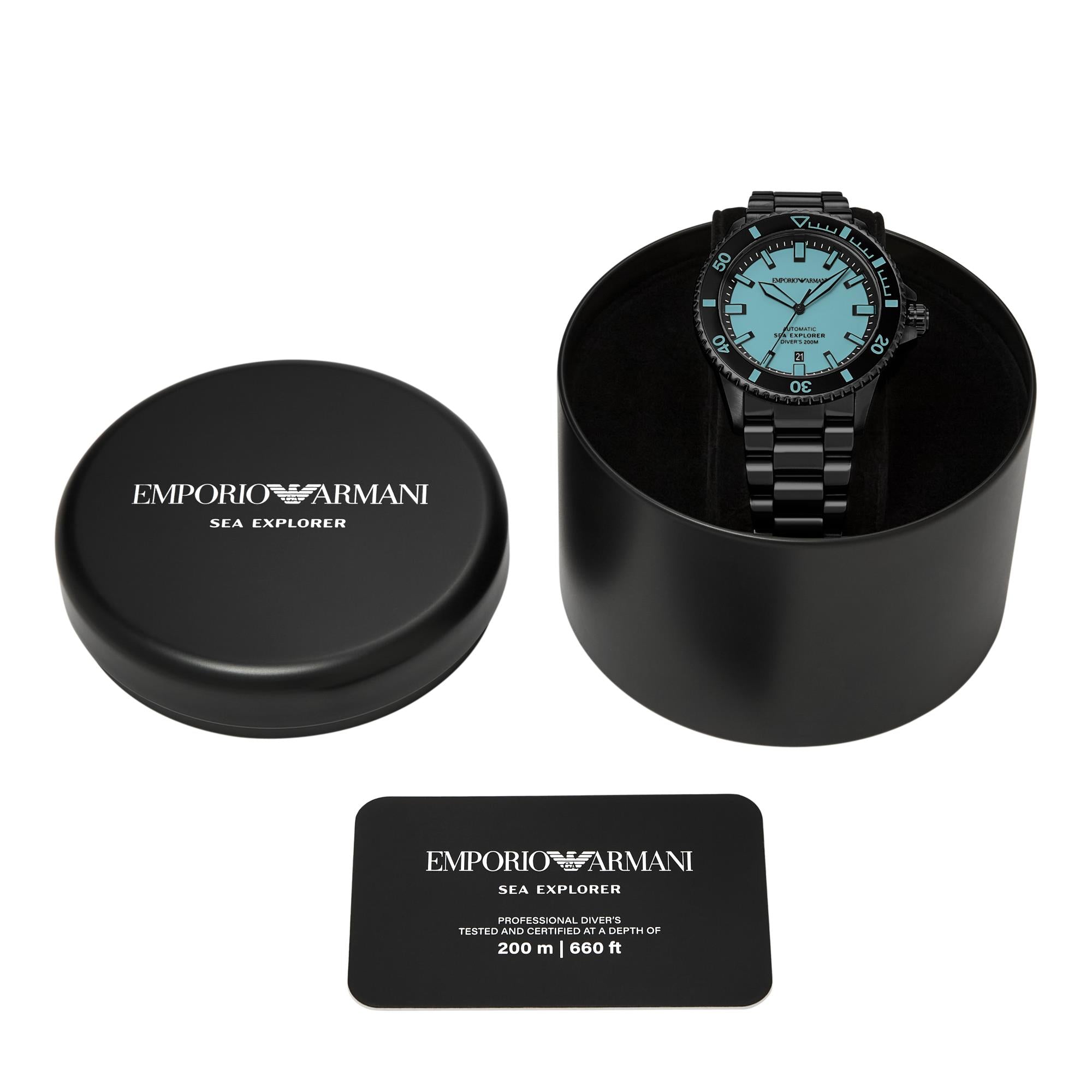 Emporio Armani Sea Explorer 42.5mm Blue Dial Steel Mens Automatic Watch AR60084