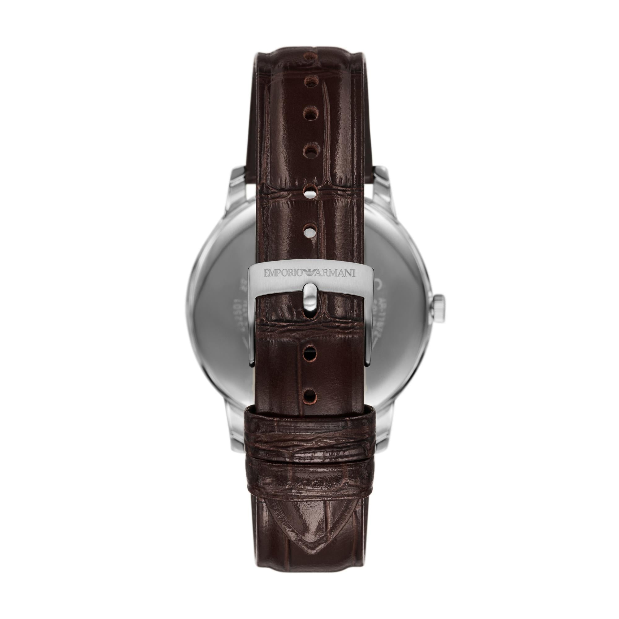 Emporio Armani Minimalistisch 39 mm Grünes Zifferblatt Leder Herren Quarzuhr