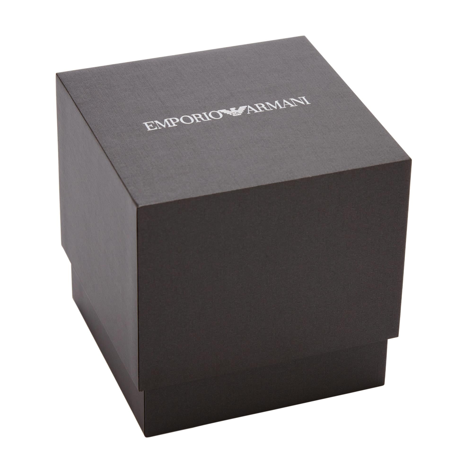 Emporio Armani Gianni T-Bar 42mm Chronograph Graues Zifferblatt Leder Herren Quarzuhr AR11677