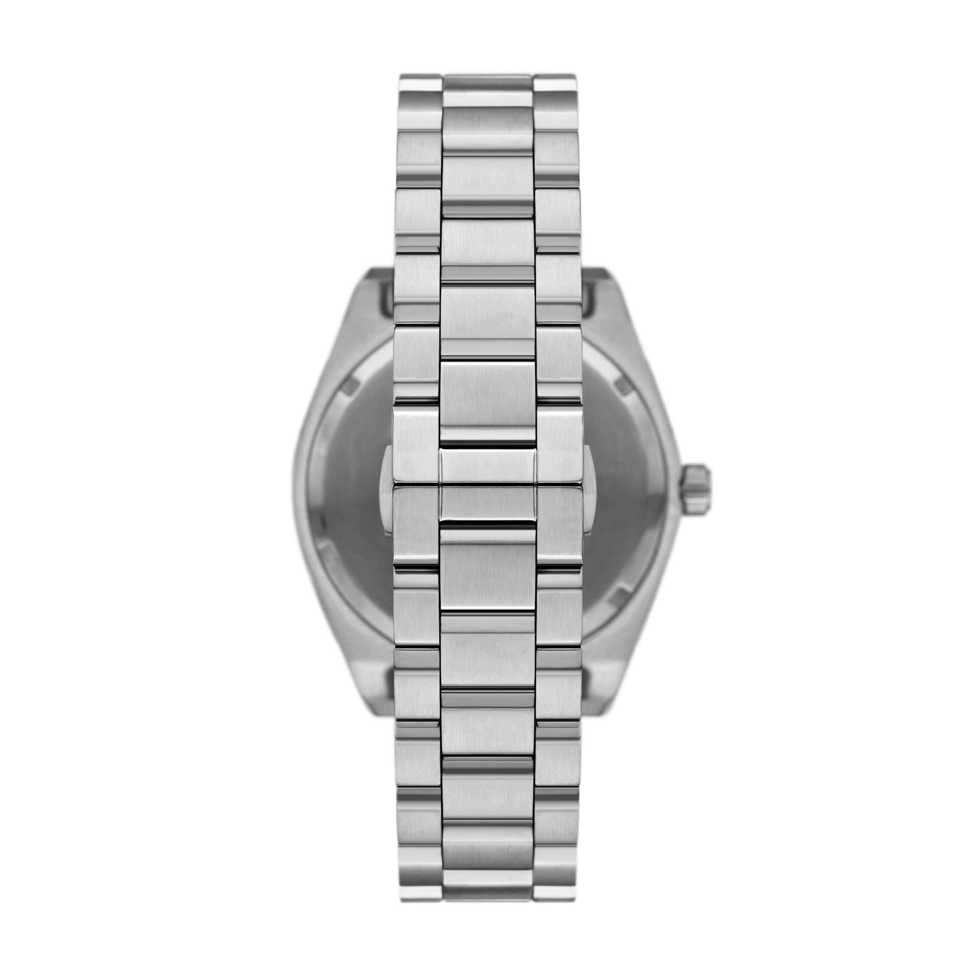 Emporio Armani Gianni T-Bar 41mm Black Dial Steel Leather Mens Quartz Watch and Bracelet AR80077SET