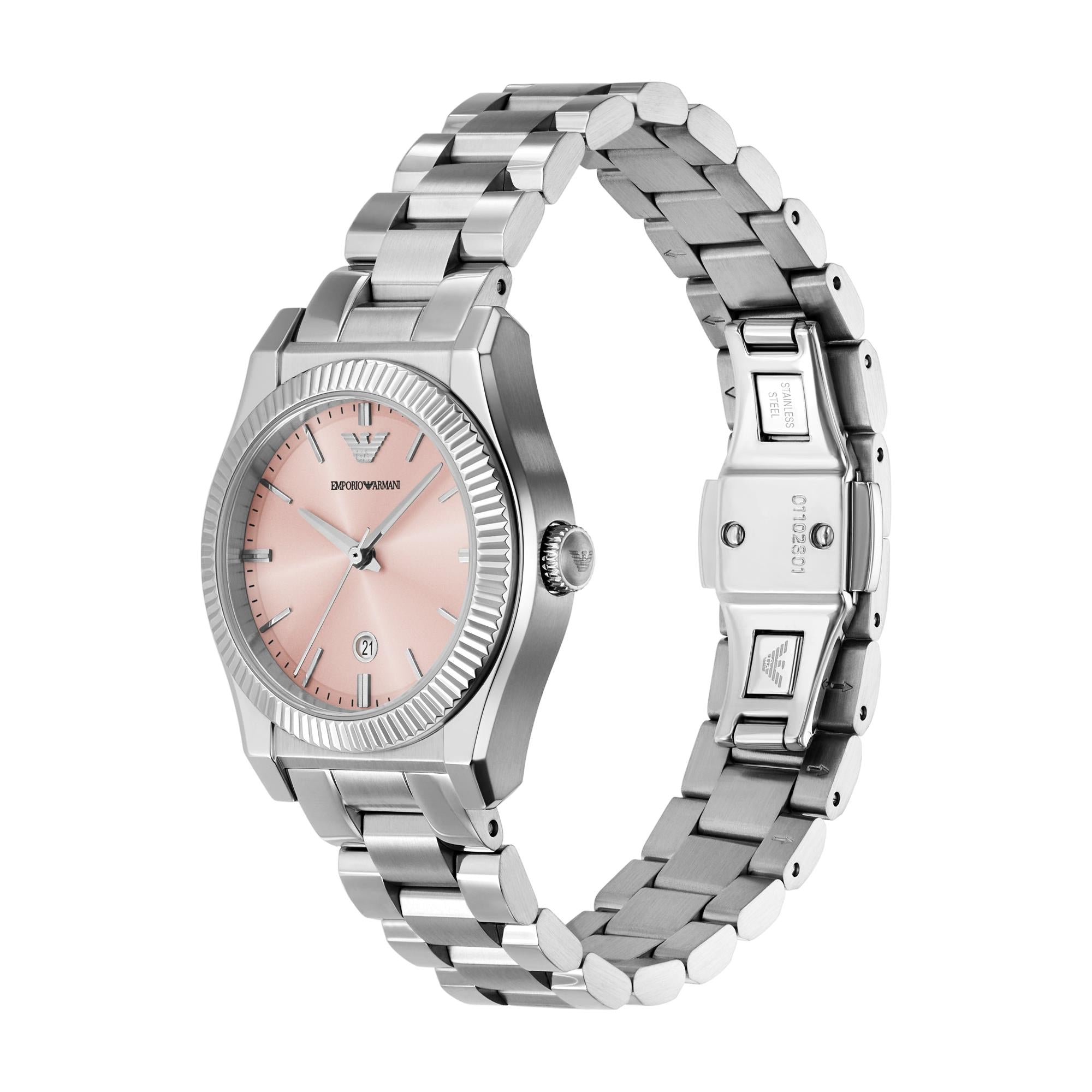 Emporio Armani Federica 32mm Pink Dial Steel Ladies Quartz Watch AR11658