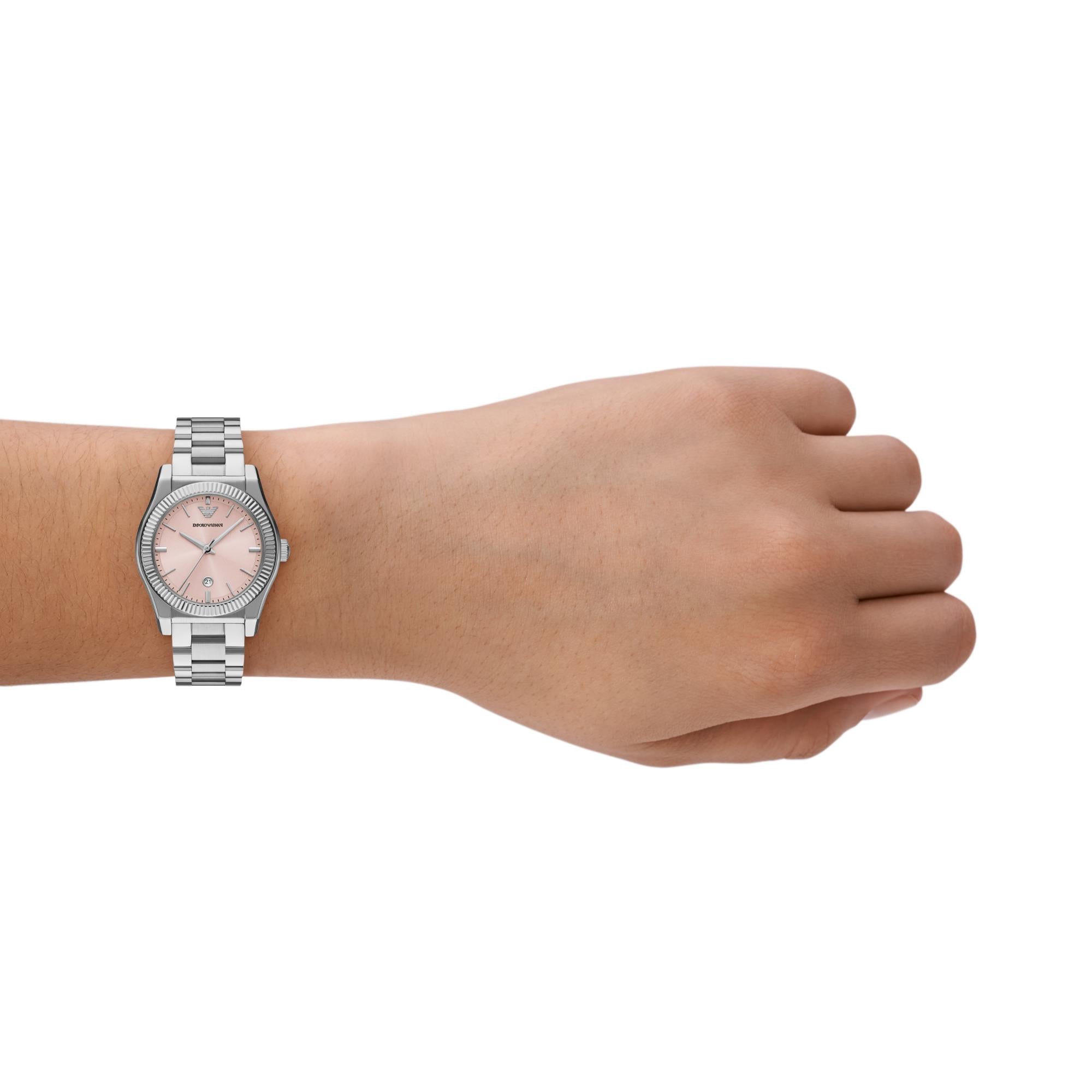 Emporio Armani Federica 32mm Pink Dial Steel Ladies Quartz Watch AR11658