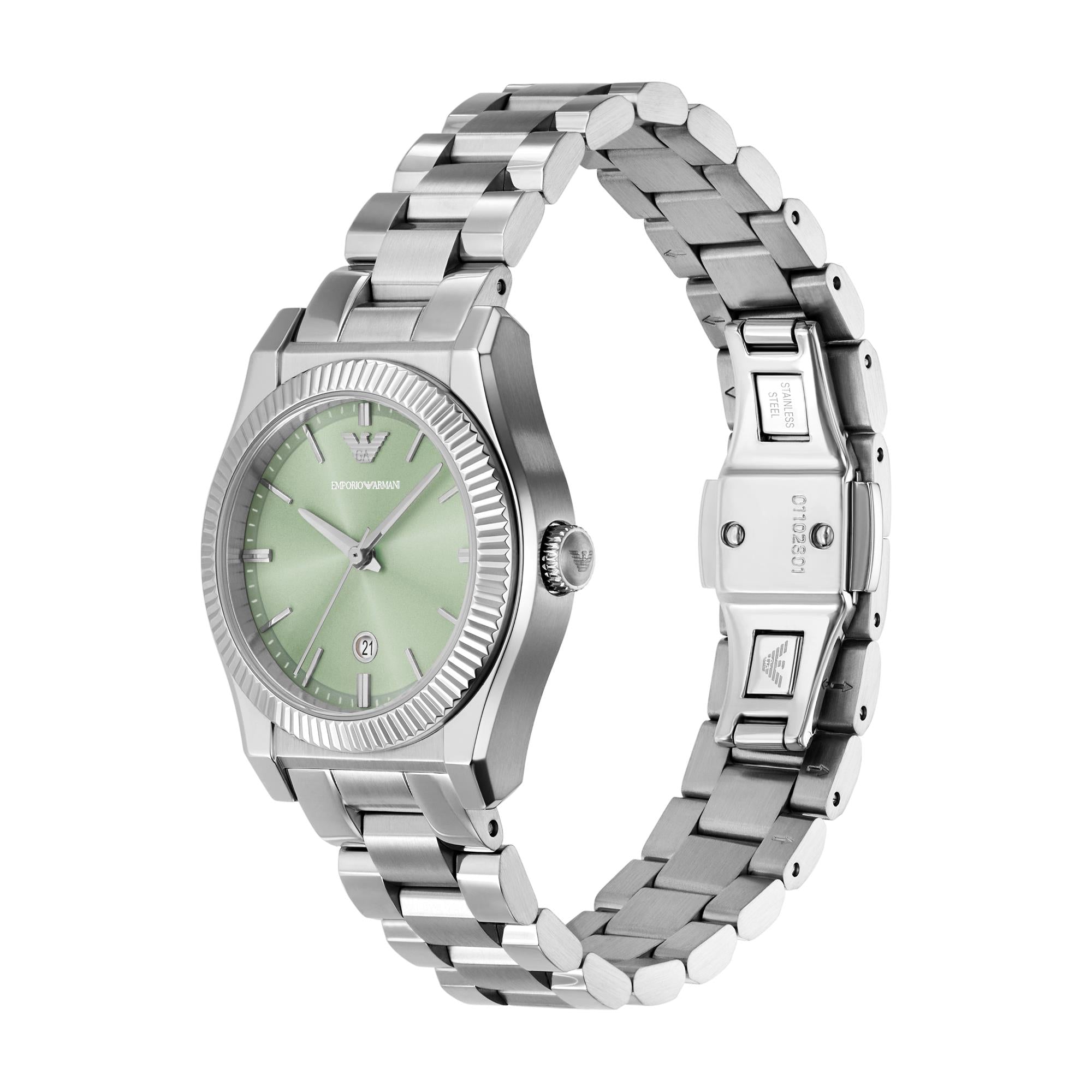 Emporio Armani Federica 32mm Grünes Zifferblatt Stahl Damen Quarz Uhr AR11656
