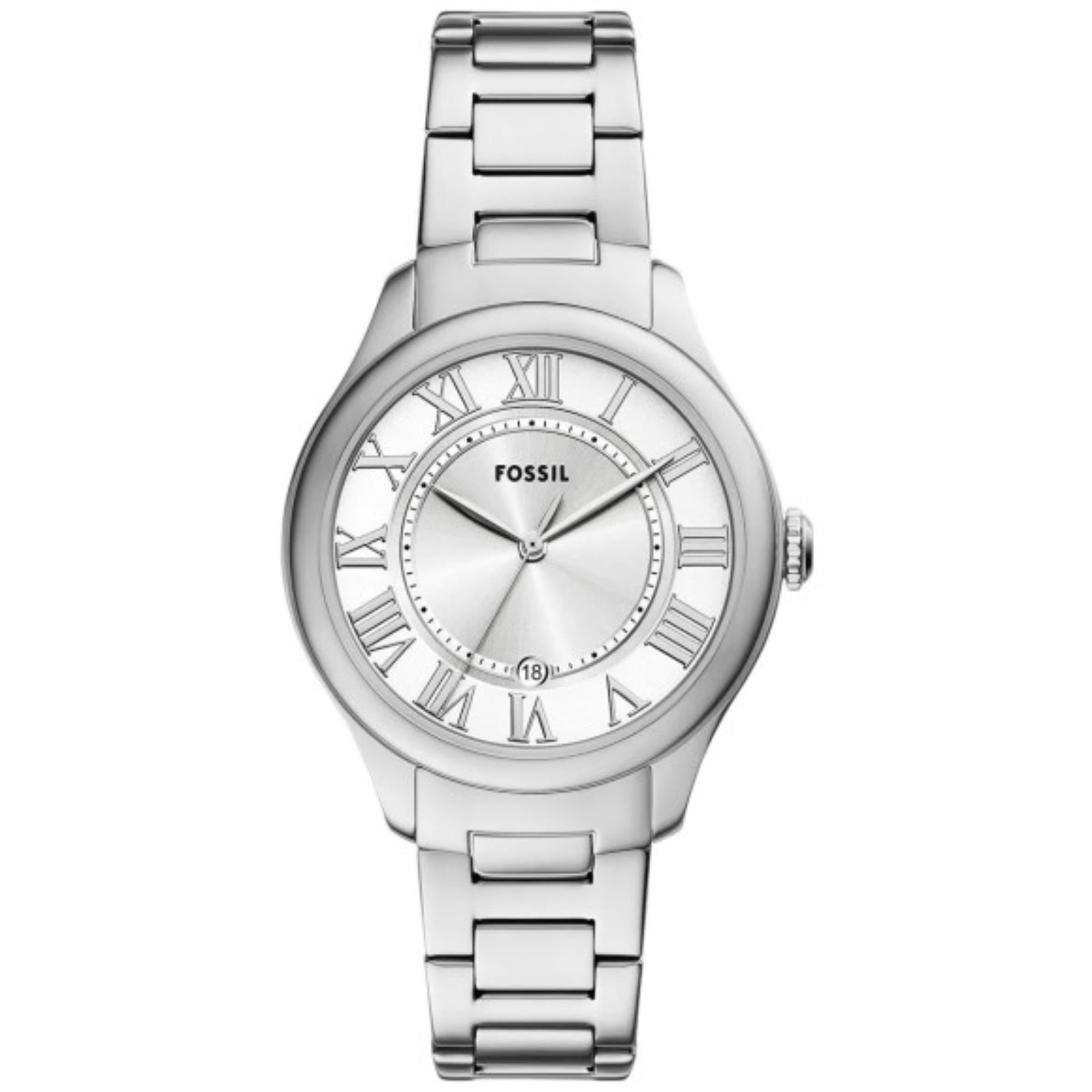 Fossil Gilmore 38mm Silbernes Zifferblatt Stahl Damen Quarz Uhr ES5393