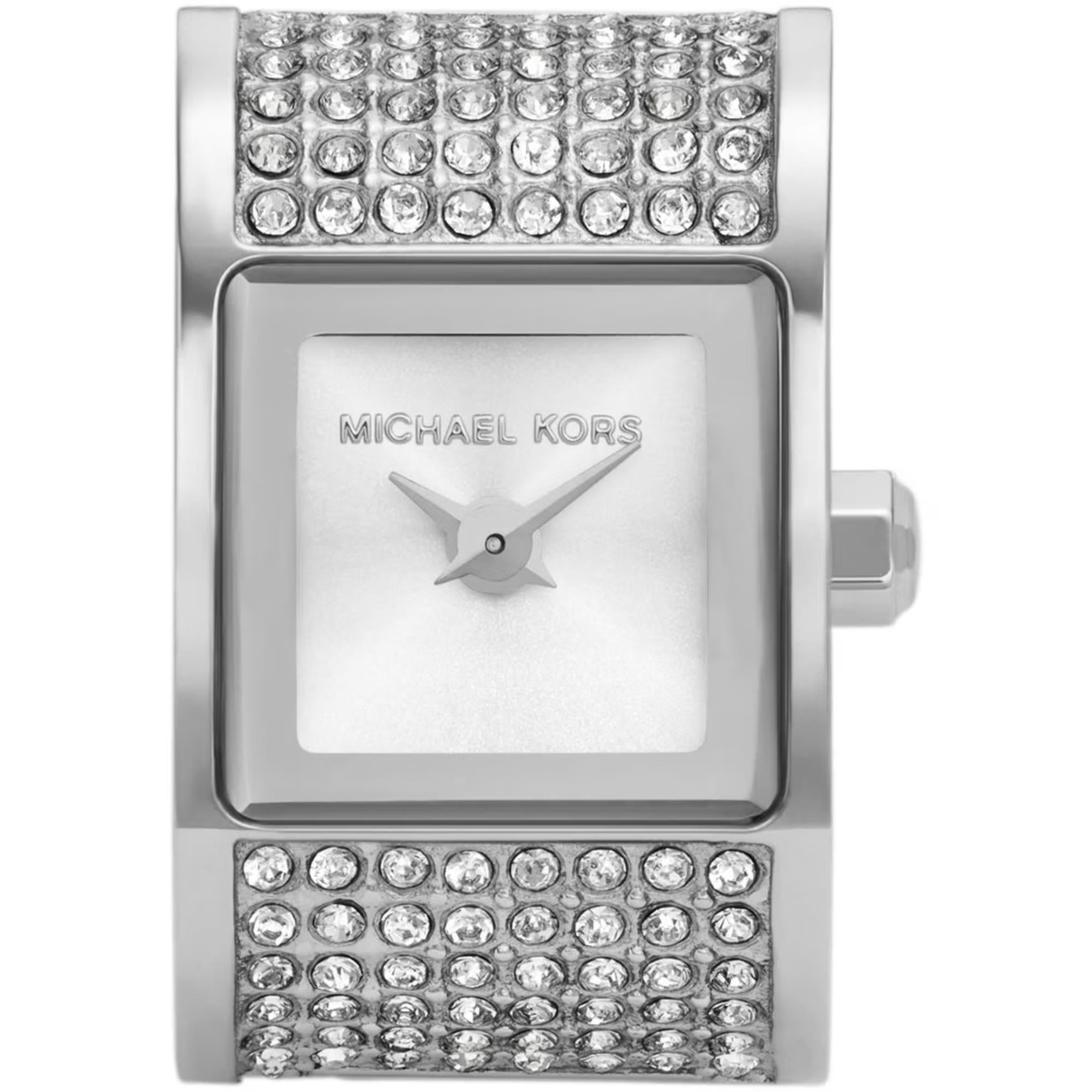 Michael Kors Darrington Weißes Zifferblatt Edelstahlarmband Damen Uhr Ring MK4884