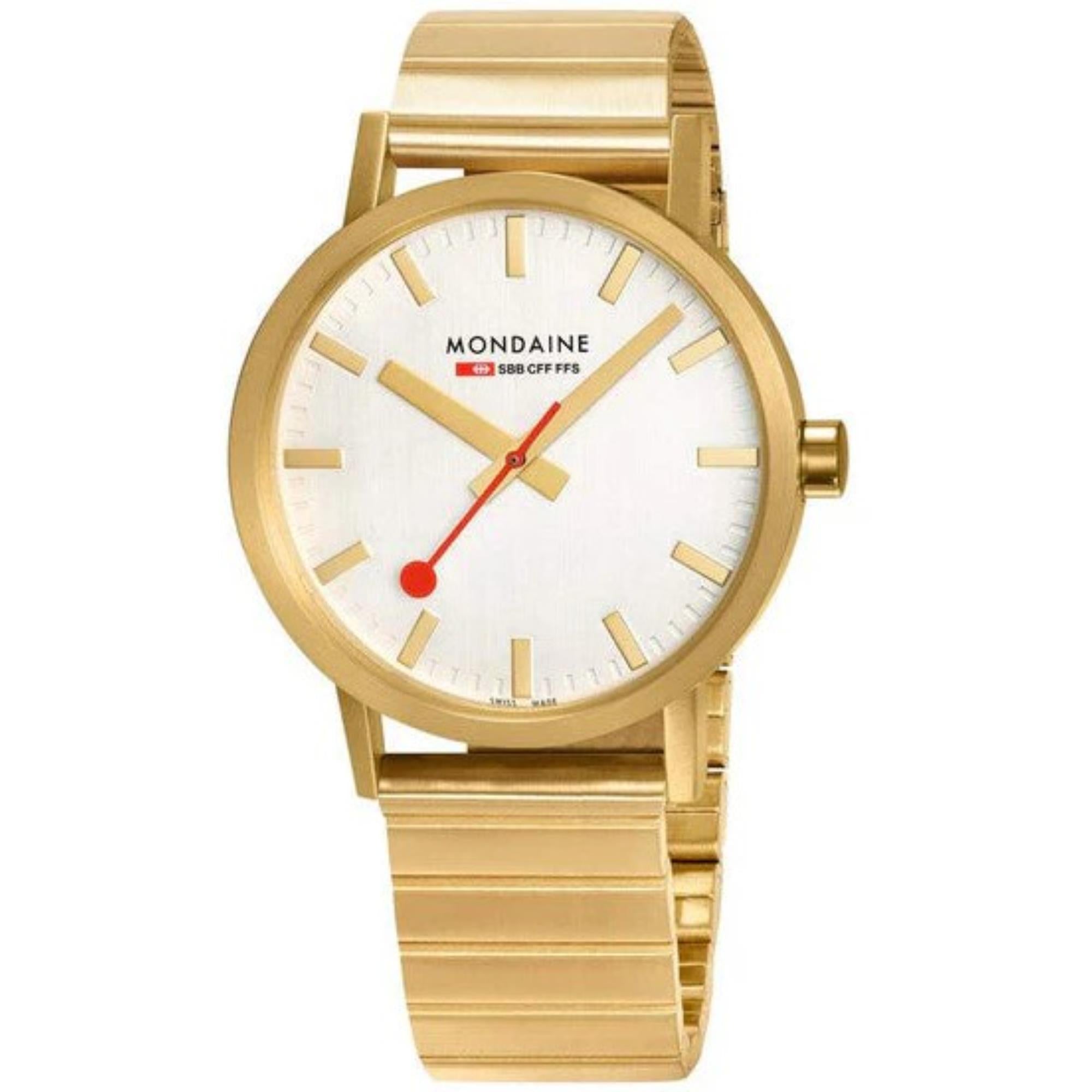 Mondaine Classic IP Plated Gold White Dial Watch A660.30360.16SBM