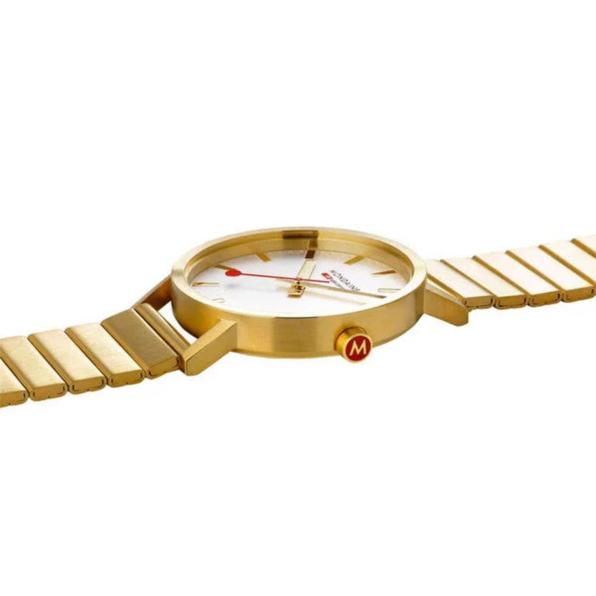 Mondaine Classic IP Plated Gold White Dial Watch A660.30360.16SBM