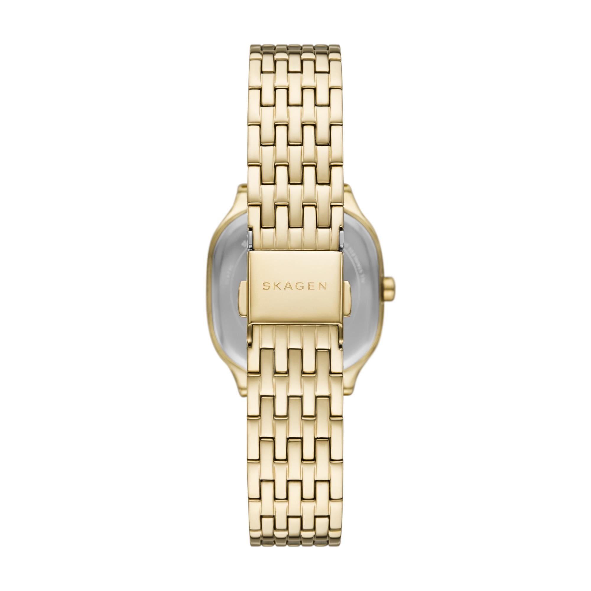 Skagen Mellem Lille Uhr mit goldenem Zifferblatt und Edelstahlarmband für Damen SKW3162