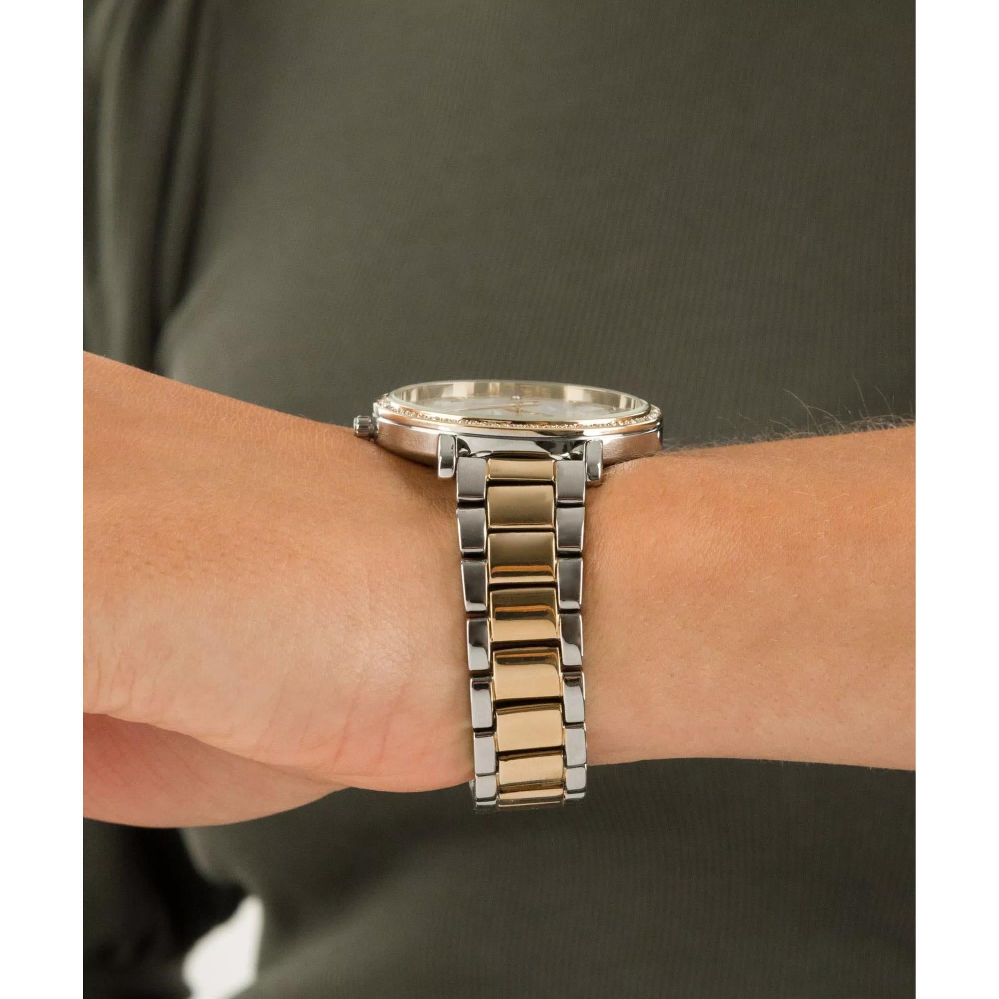 Michael Kors Pyper Zwei-Ton Legierung Weiß Zifferblatt Edelstahl Armband Damen Uhr MK4595