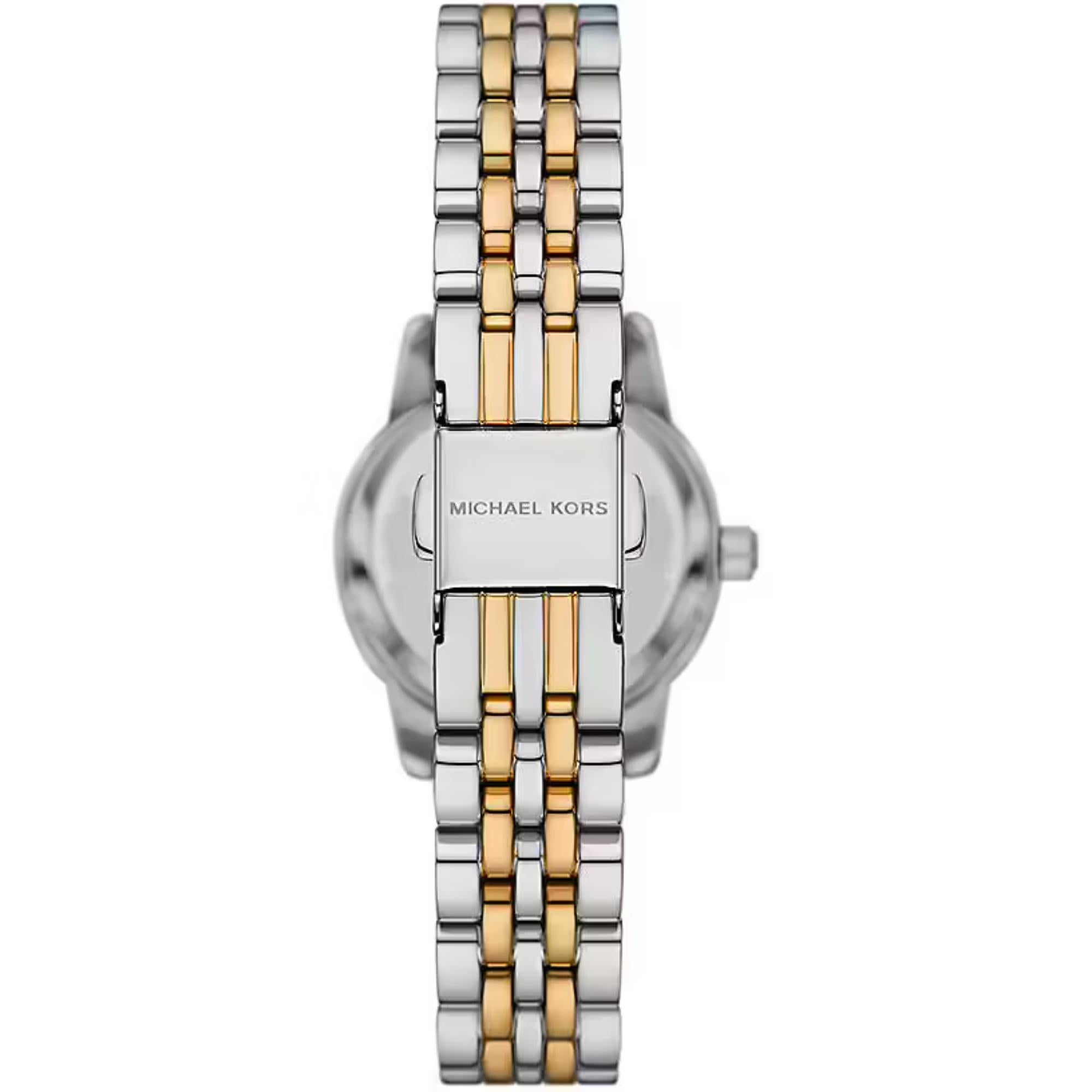 Michael Kors Lexington Zwei-Ton Weiß Zifferblatt Edelstahl Armband Damen Uhr und Armbänder Geschenkset MK4815SET