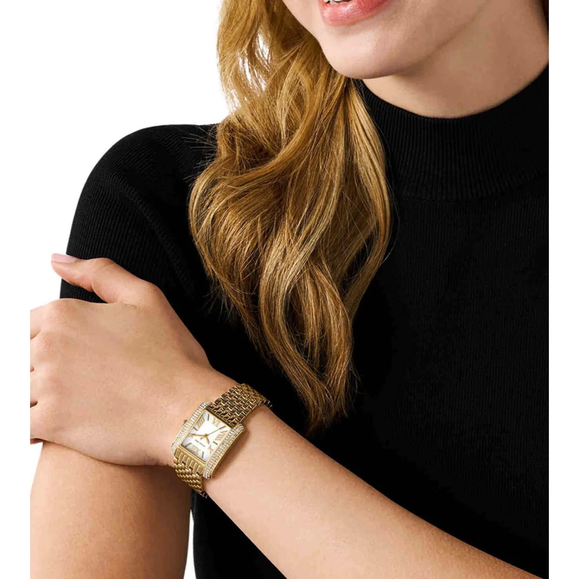 Michael Kors Emery Weiß Zifferblatt Gold-Tone Edelstahl Armband Damen Uhr MK4826