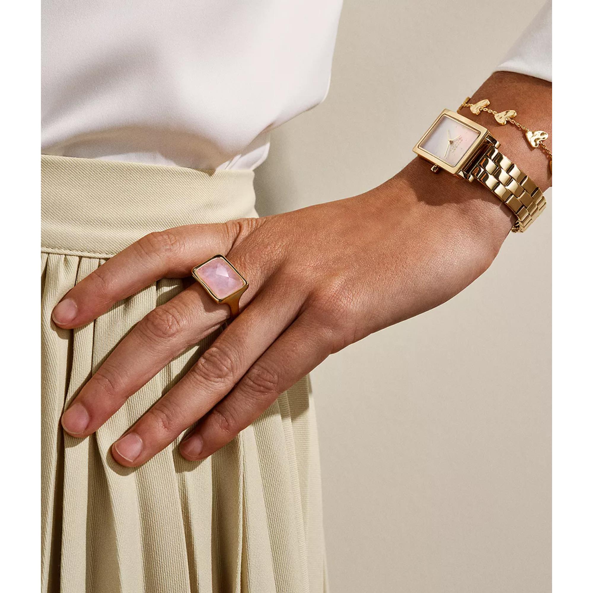 Skagen Anja Rose Quartz Gold-Tone Stainless Steel Cocktail Ladies Ring SKJ1863710-8