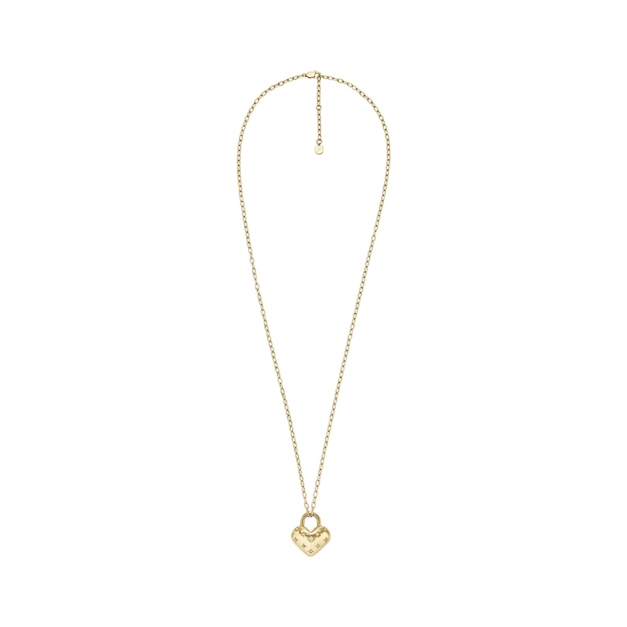 Fossil Sadie All My Love Gold-Ton Edelstahl Herz Anhänger Damenkette JF04829710