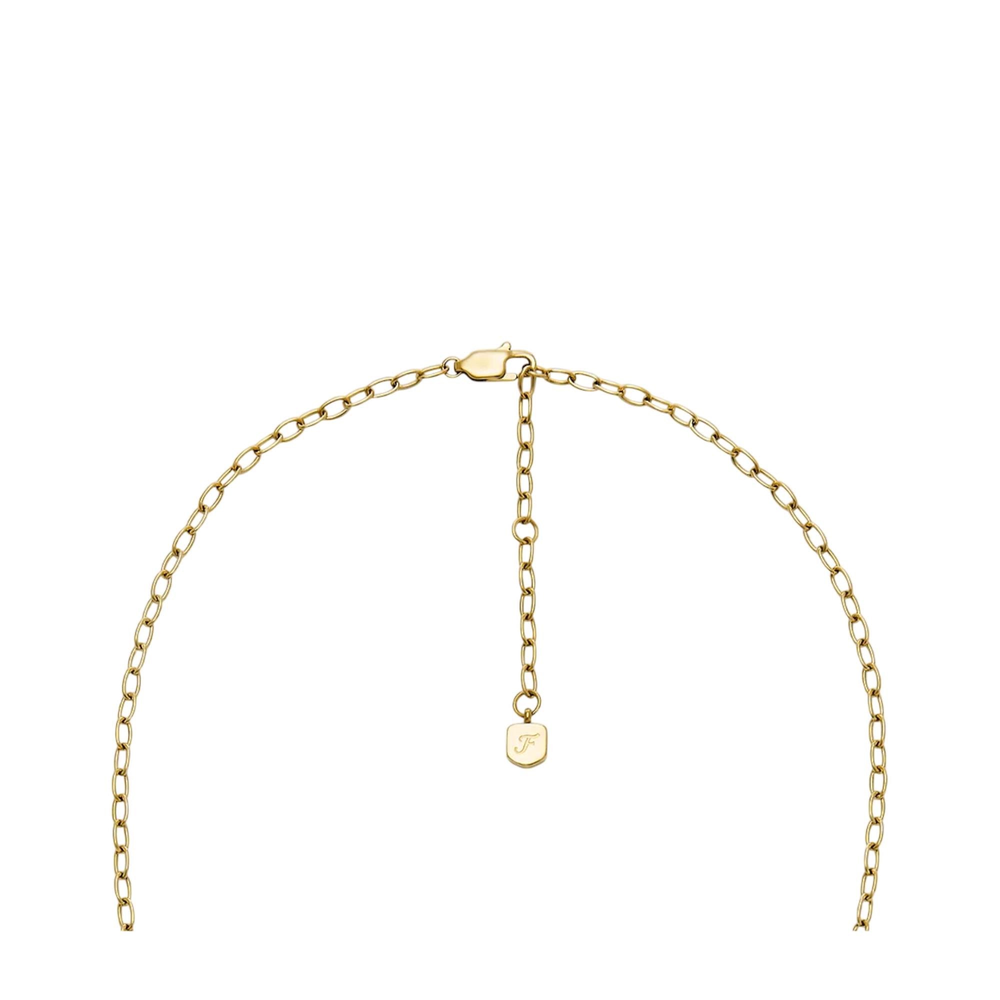 Fossil Sadie All My Love Gold-Ton Edelstahl Herz Anhänger Damenkette JF04829710