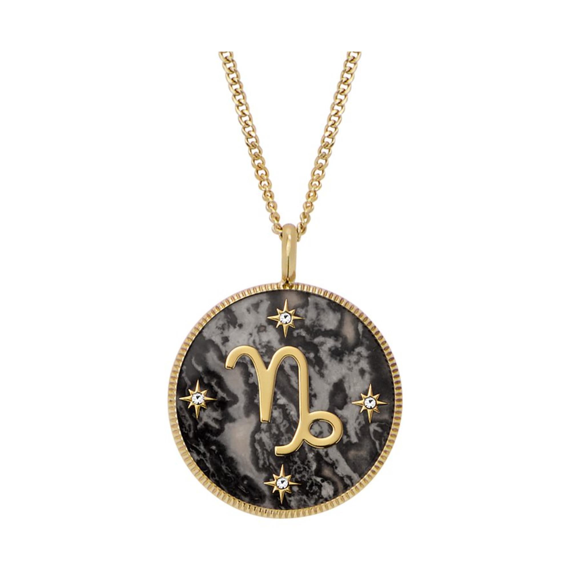 Fossil Written in the Stars Gray Capricorn Necklace JF04847710