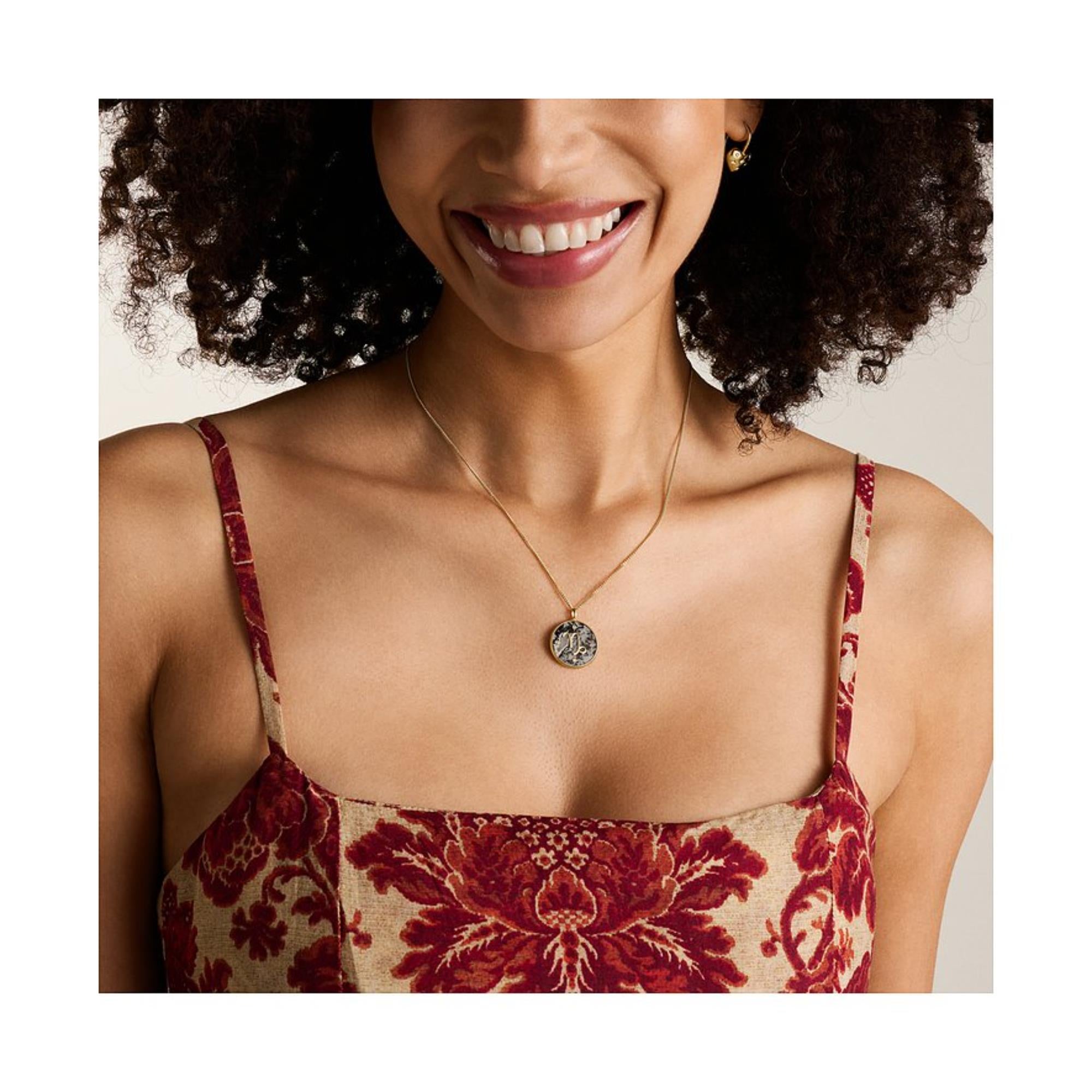 Fossil Written in the Stars Gray Capricorn Necklace JF04847710